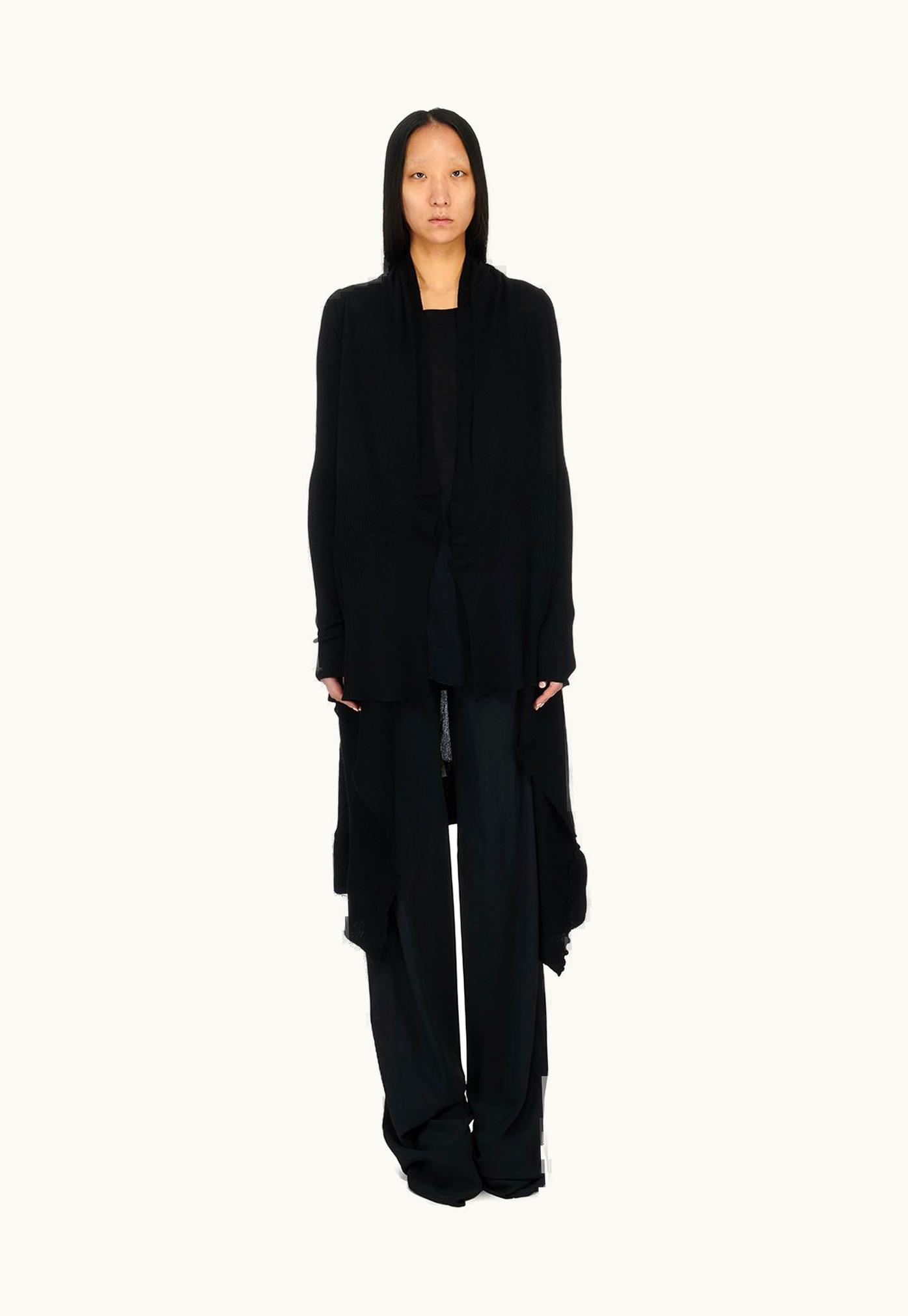 Rick Owens Rick Owens SS24 Lido Long Wrap In Black Light Weight Rasato Knit