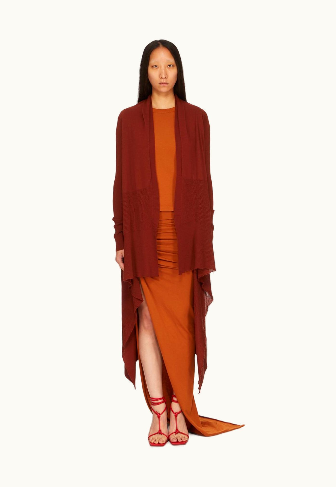 Rick Owens Rick Owens SS24 Lido Long Wrap In Henna Light Weight Rasato Knit