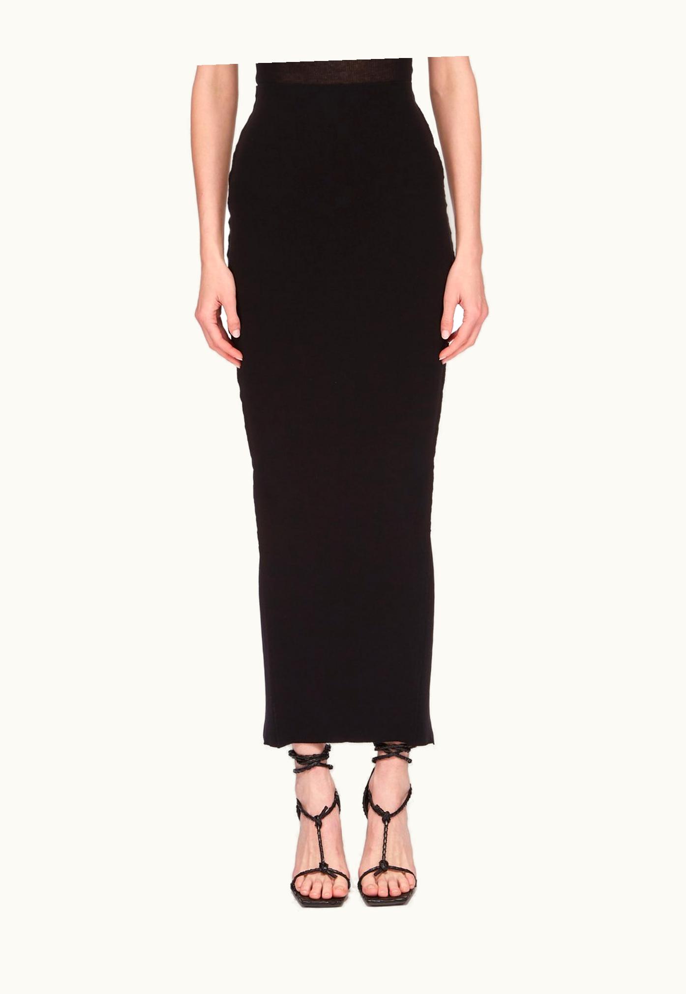 Rick Owens Rick Owens SS24 Lido Column Skirt In Black Stretch Viscose Knit