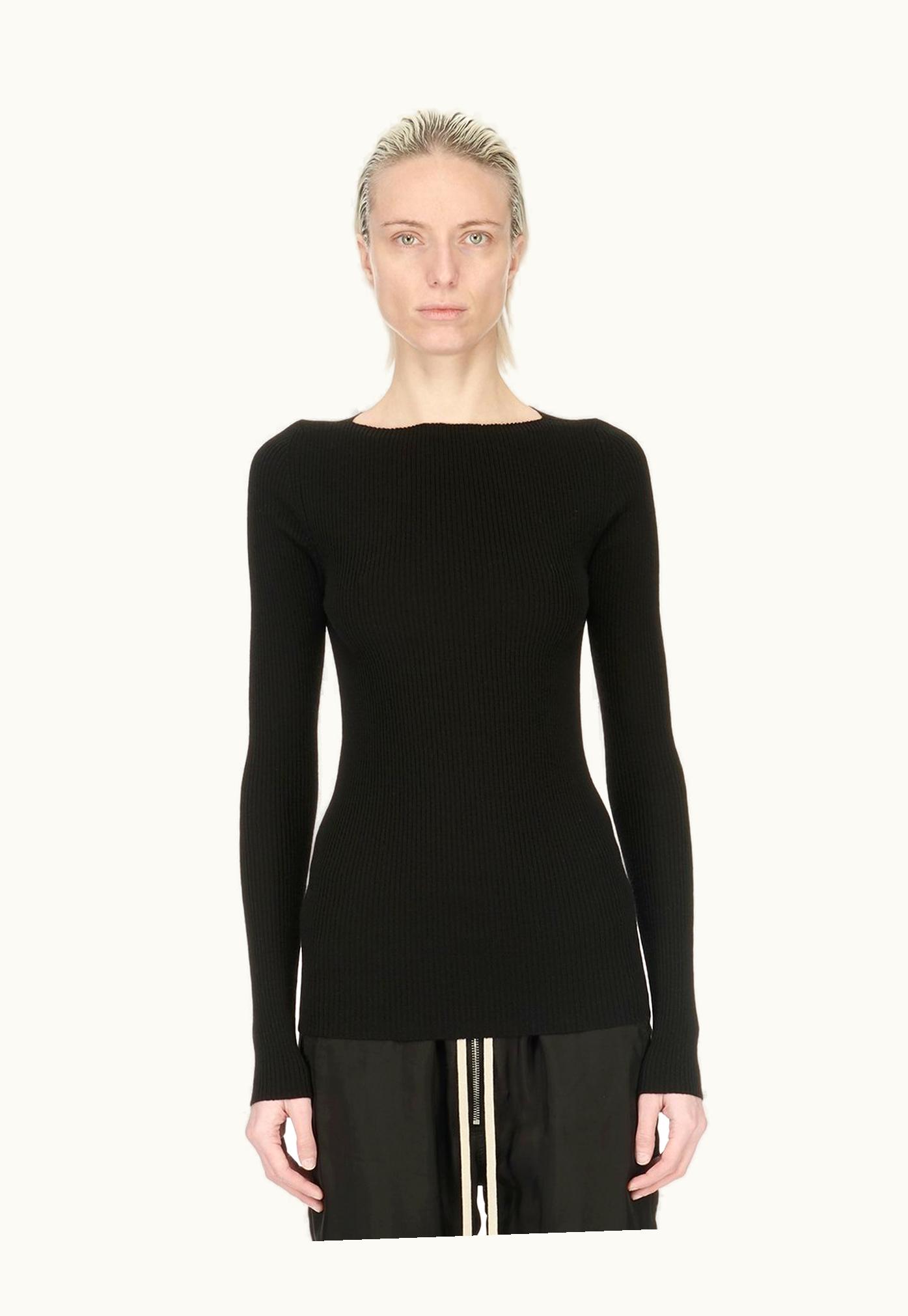 Rick Owens Rick Owens SS24 Lido Al Top In Black Lightweight Ribbed Knit