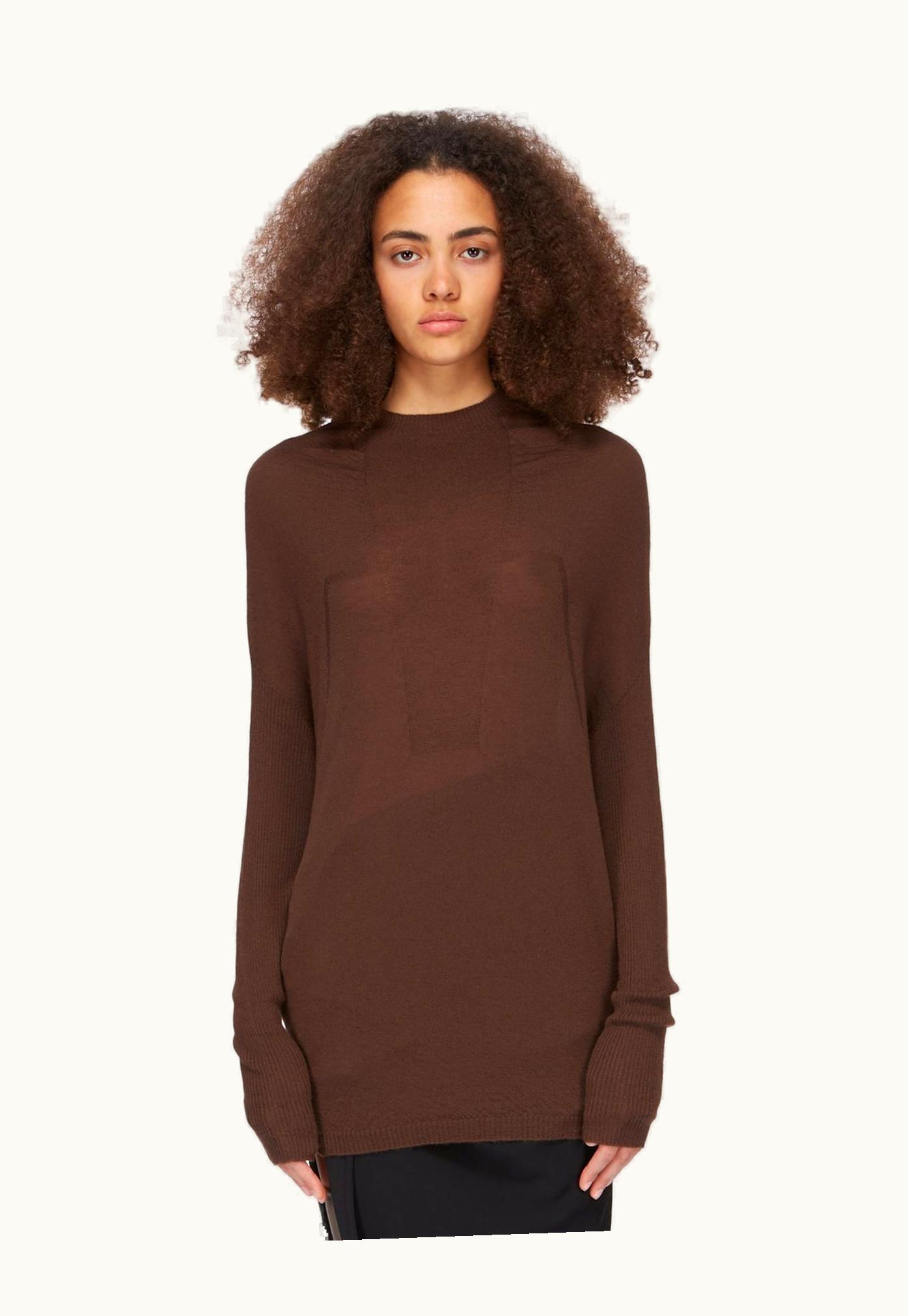 Rick Owens Rick Owens FW23 Luxor Runway Crater Knit In Brown Lightweight Rasato Knit