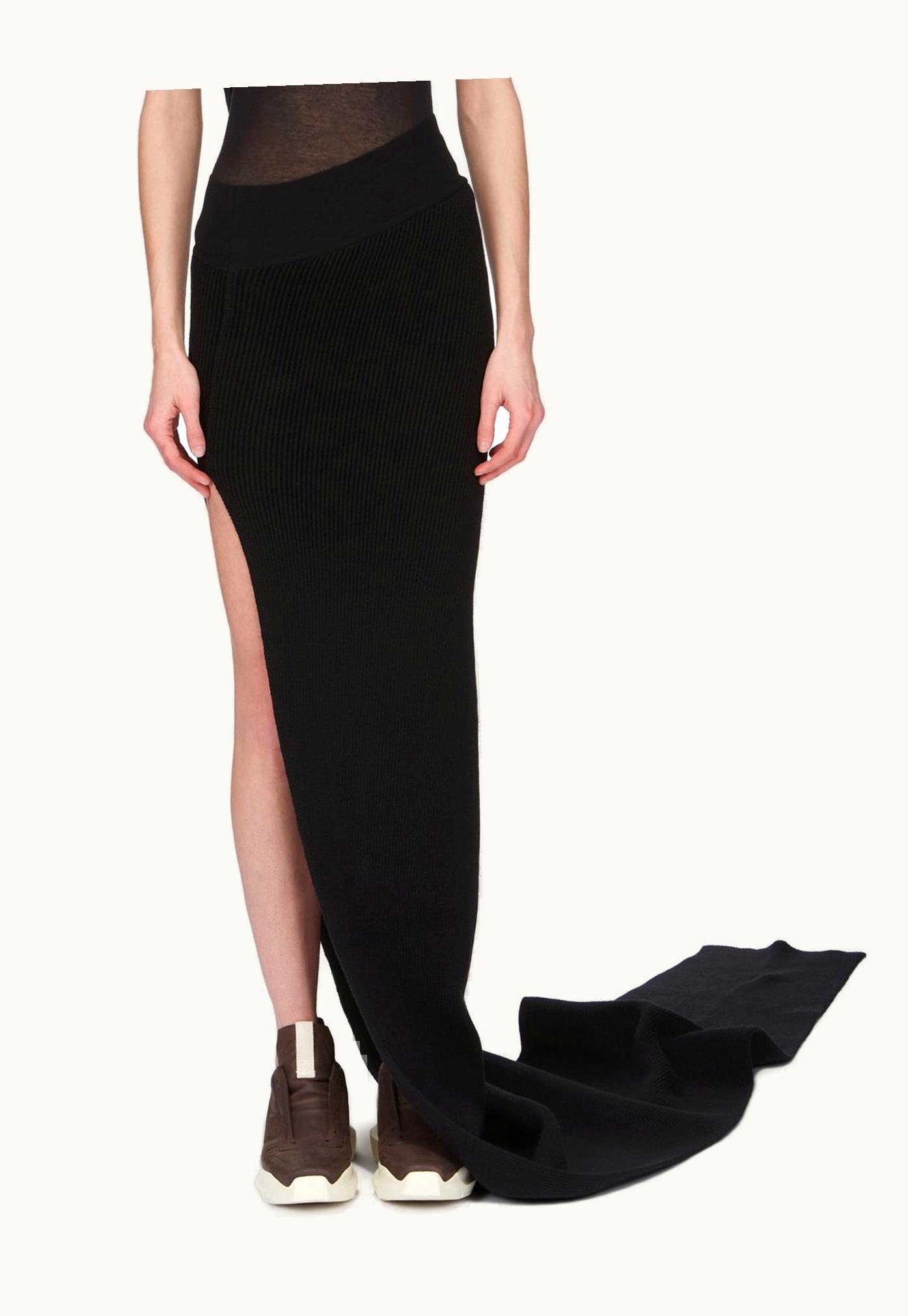 Rick Owens Rick Owens FW23 Luxor Runway Knt Edfu Skirt In Black Heavy Rib Recycled Cashmere