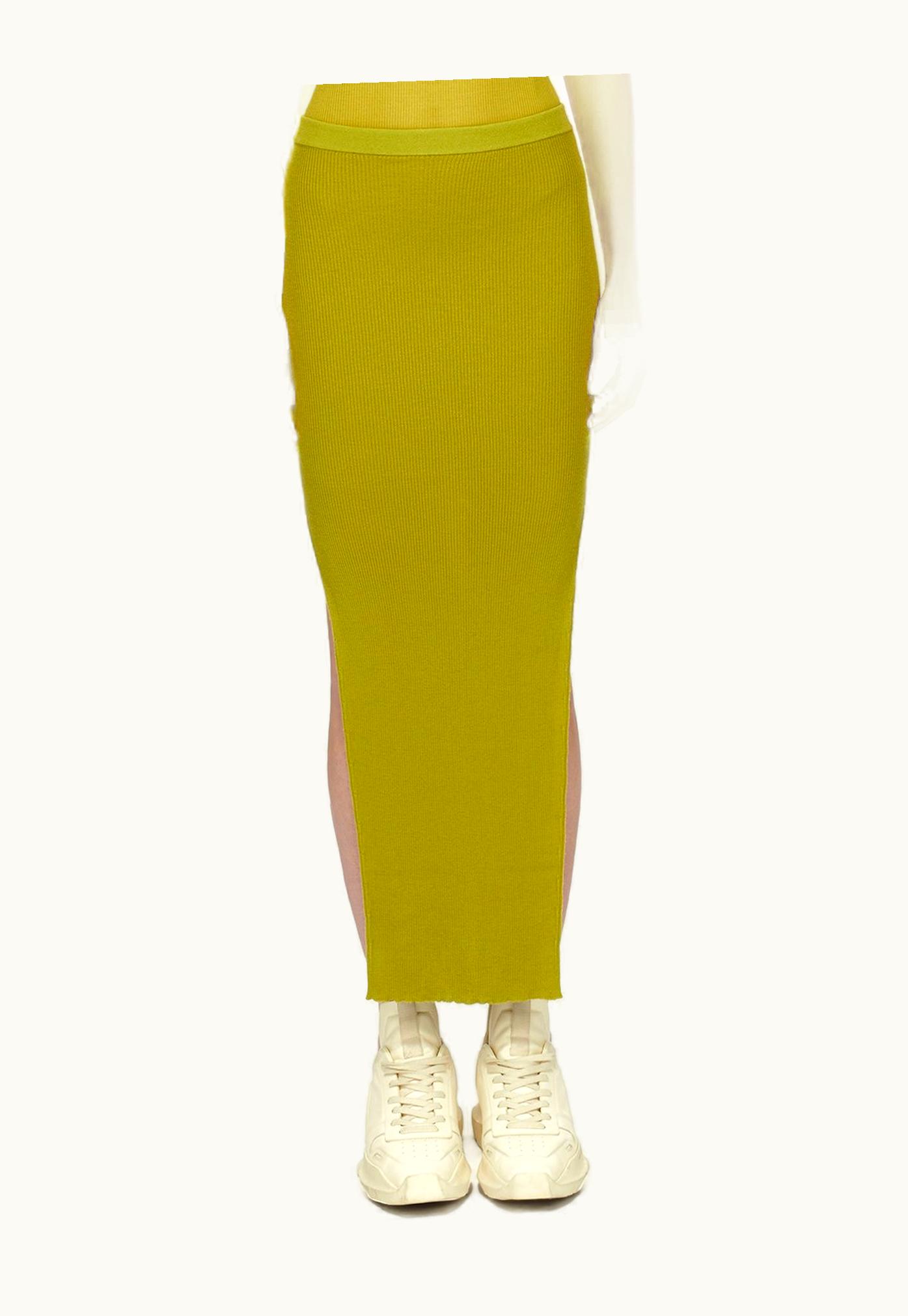 Rick Owens Rick Owens FW23 Luxor Ribbed Sacriskirt In Acid Yellow Lightweight Ribbed Knit