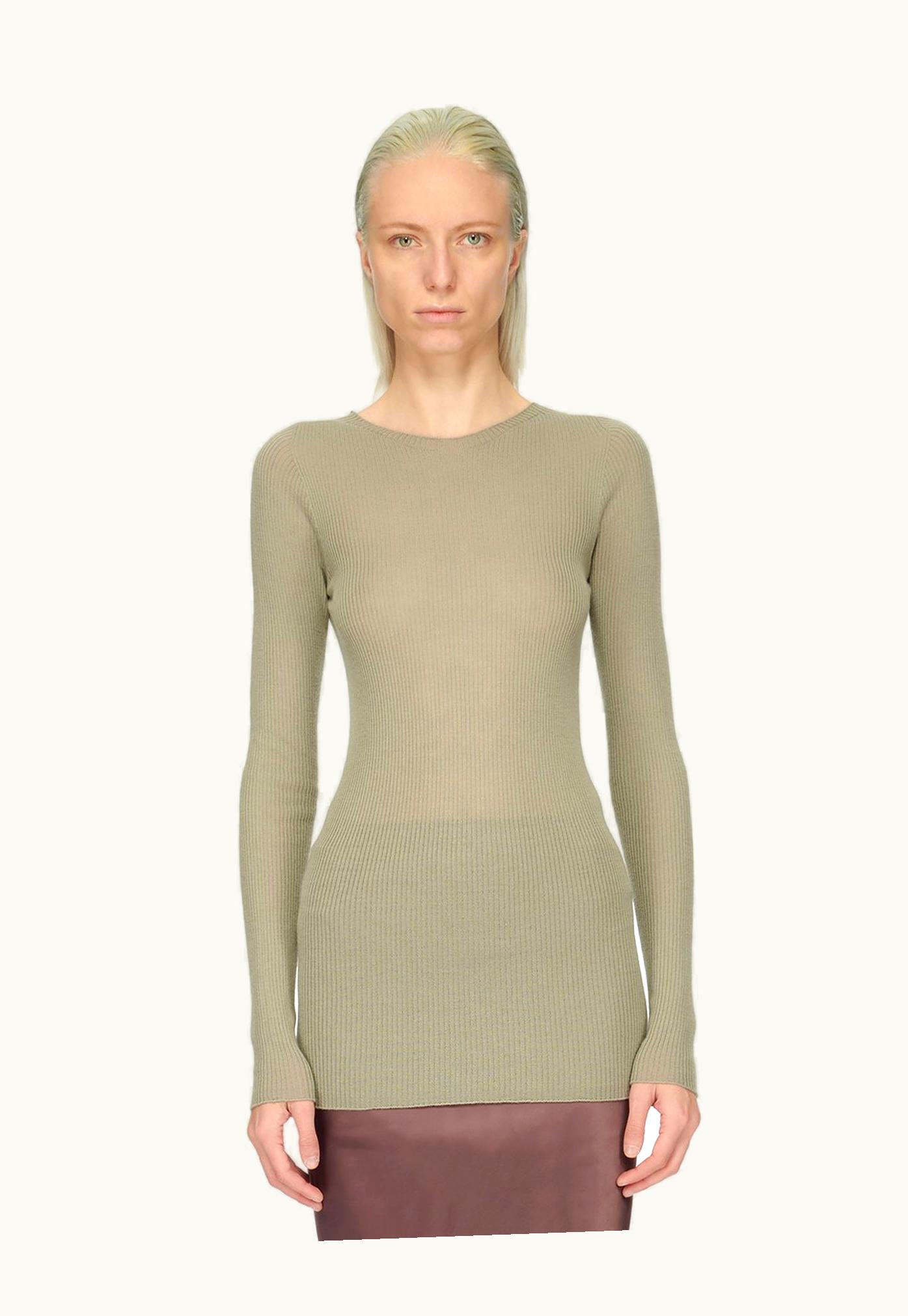 Rick Owens Rick Owens FW23 Luxor Ribbed Round Neck In Pearl Lightweight Ribbed Knit