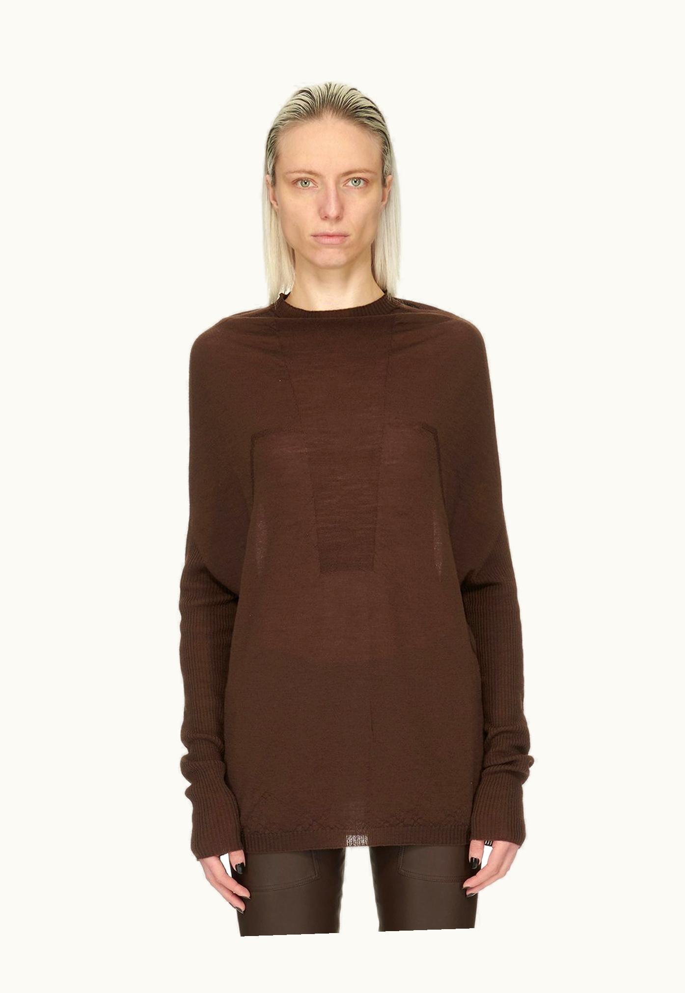 Rick Owens Rick Owens Luxor Crater Brown Wool Ribbed Knit