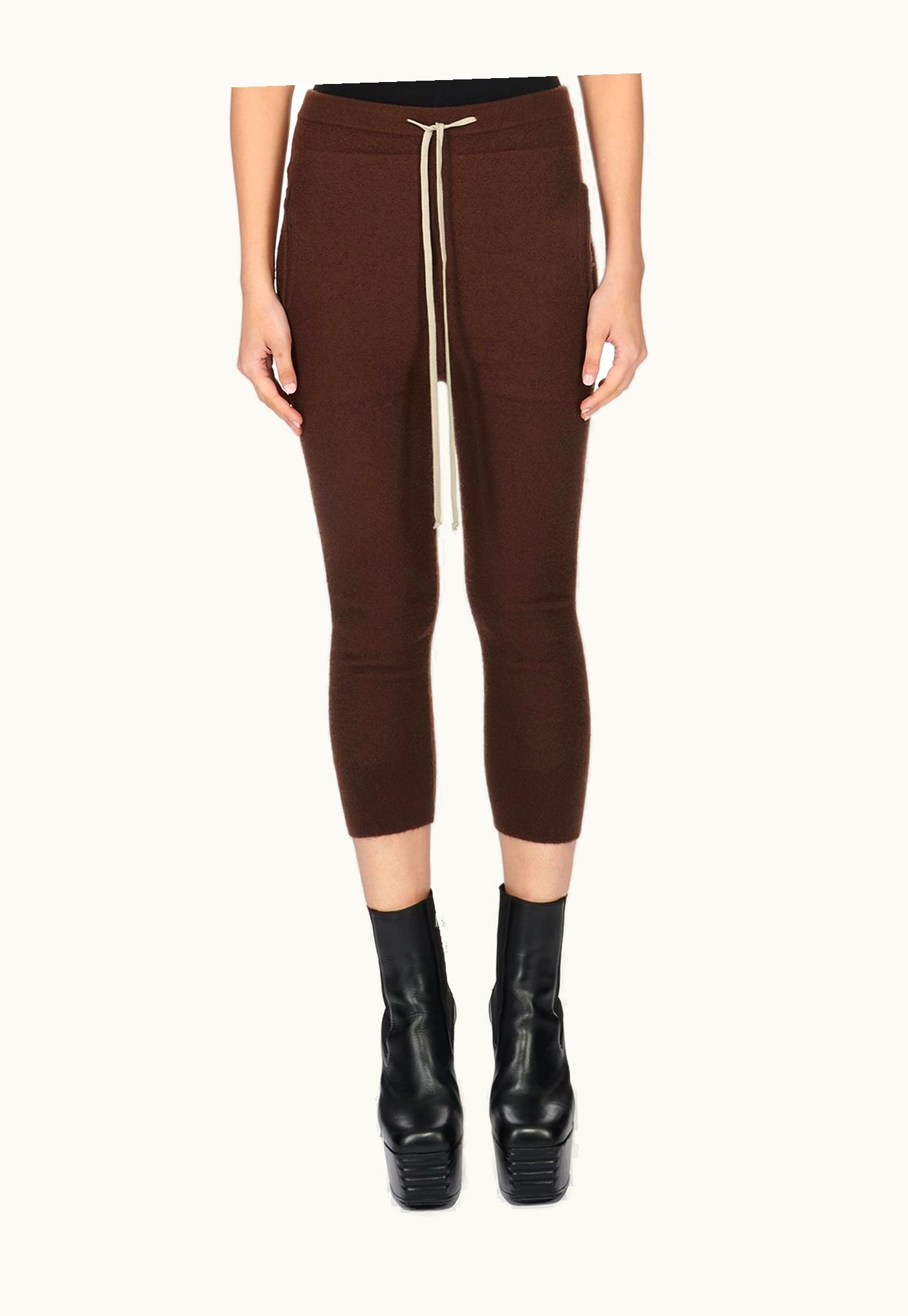Rick Owens Rick Owens FW23 Luxor Track Pants In Brown Boiled Cashmere Knit