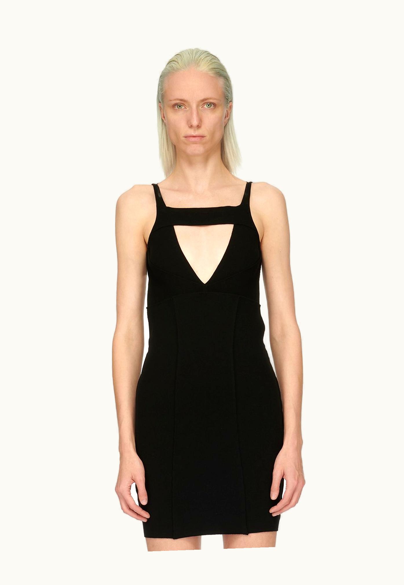 Rick Owens Rick Owens FW23 Luxor Sling Minidress In Black Stretch Viscose Knit