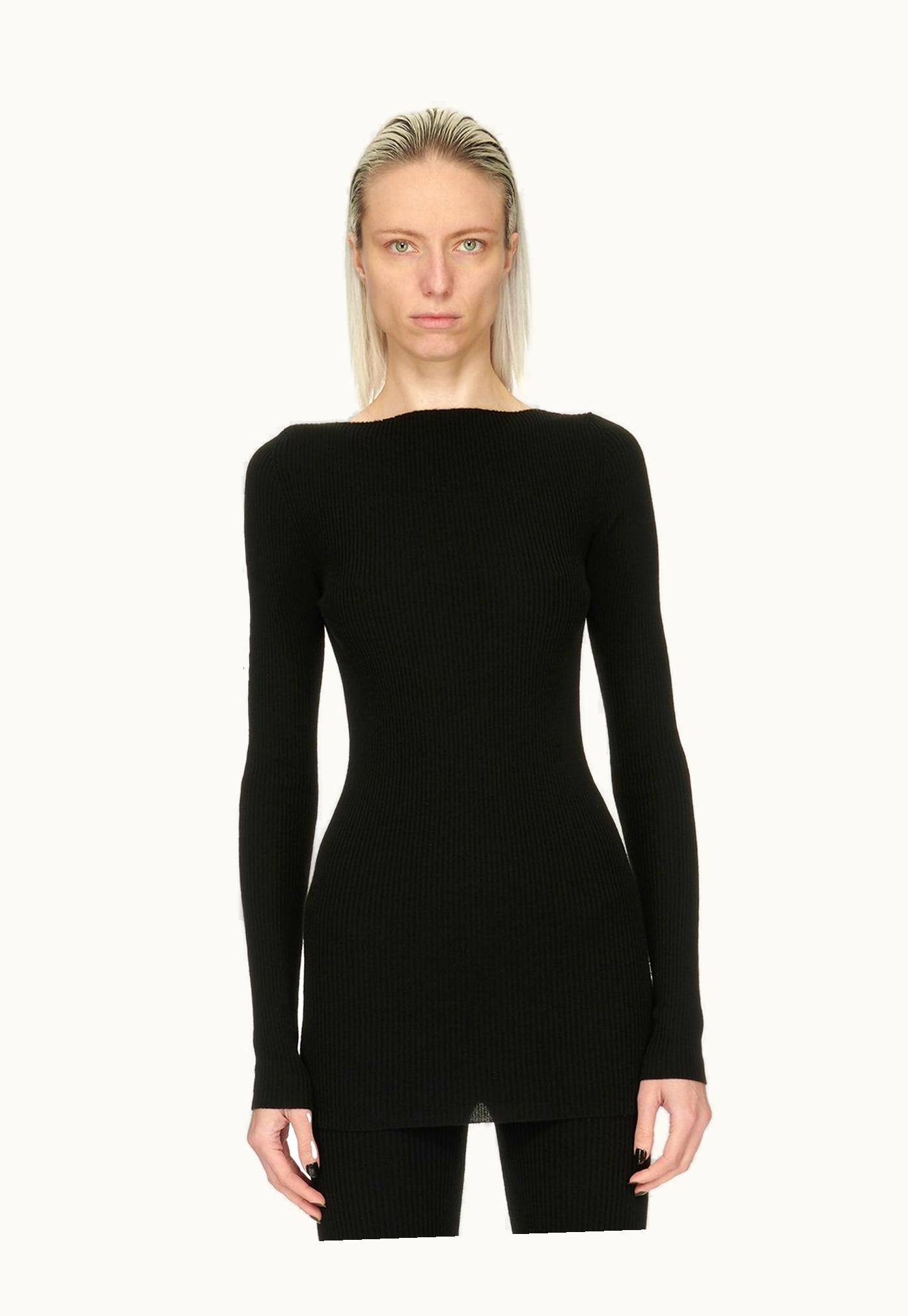 Rick Owens Rick Owens FW23 Luxor Al Top In Black Lightweight Ribbed Knit