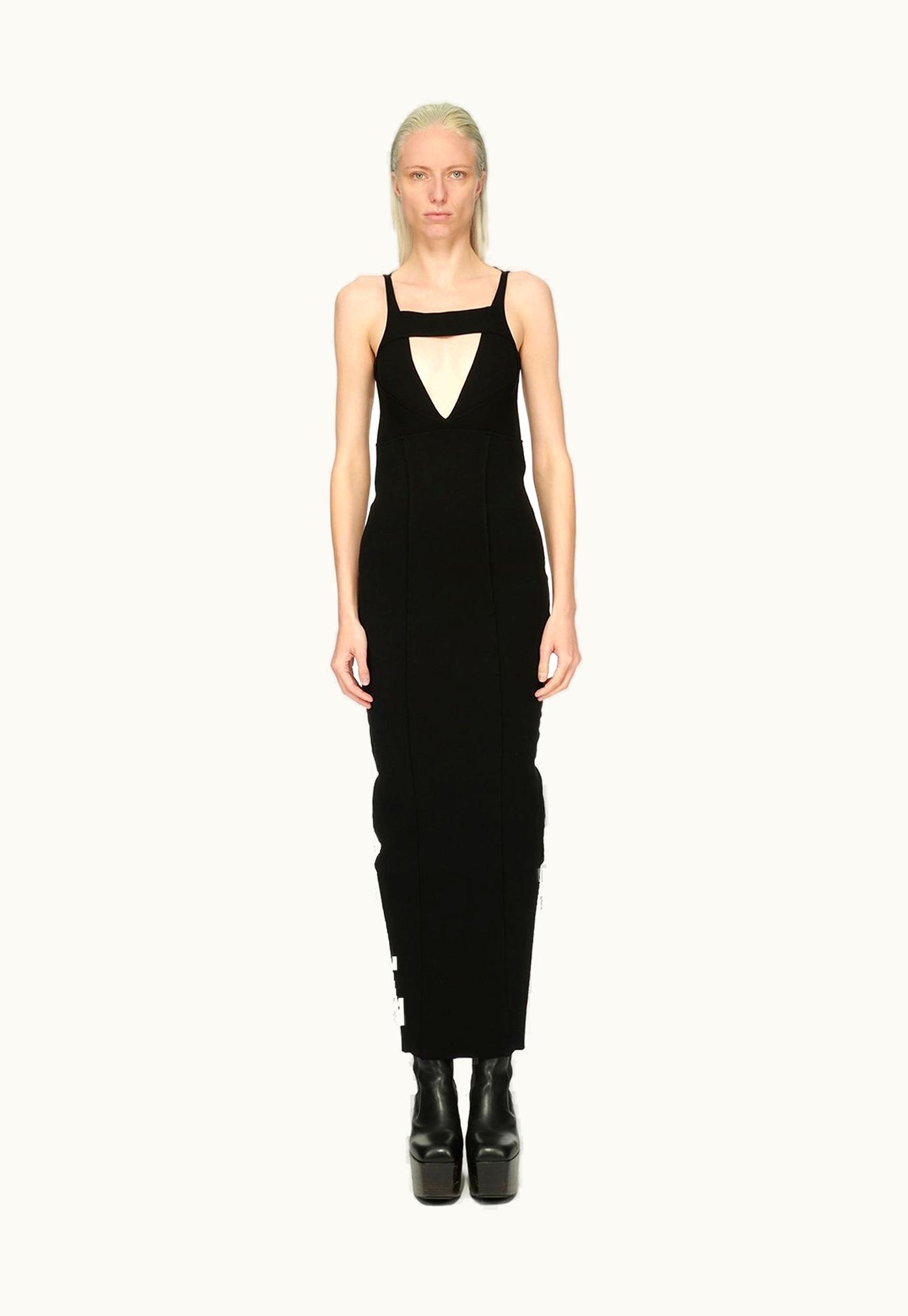 Rick Owens Rick Owens FW23 Luxor Sling Dress In Black Stretch Viscose Knit
