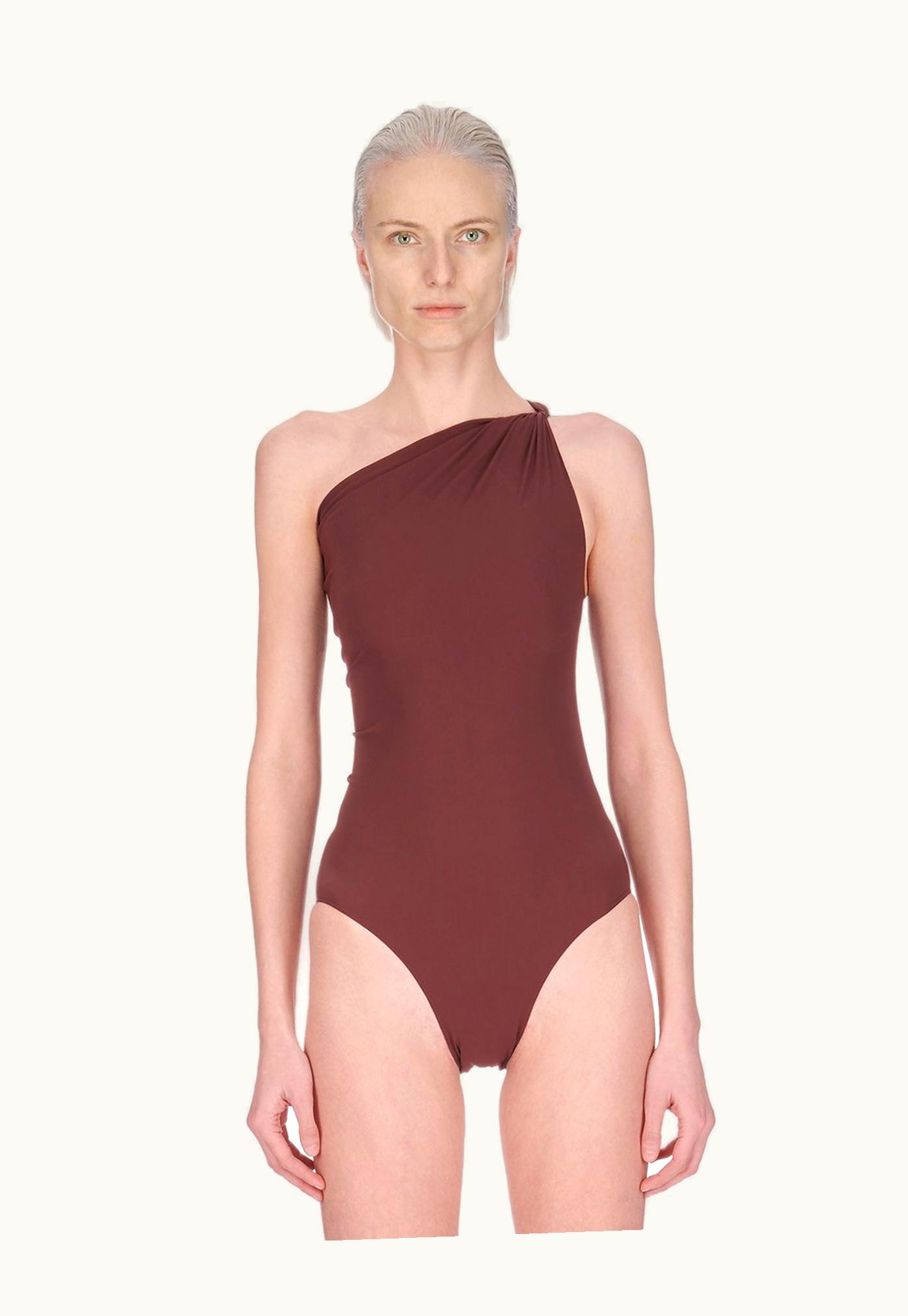 Rick Owens Rick Owens SS24 Lido Twist Bather In Henna Stretch Nylon Jersey