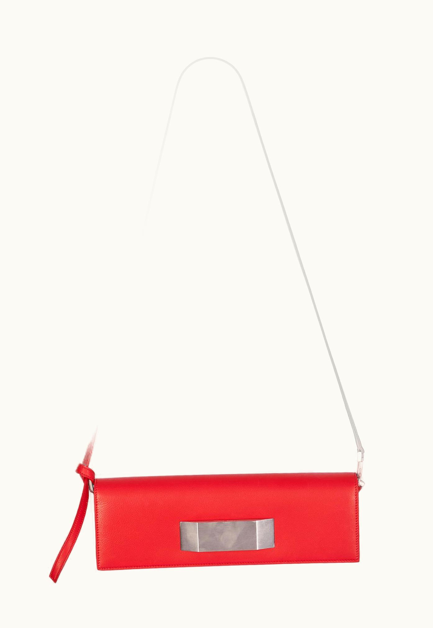 Rick Owens Rick Owens SS24 Lido Baguette In Cardinal Red Soft Grain Cow Leather