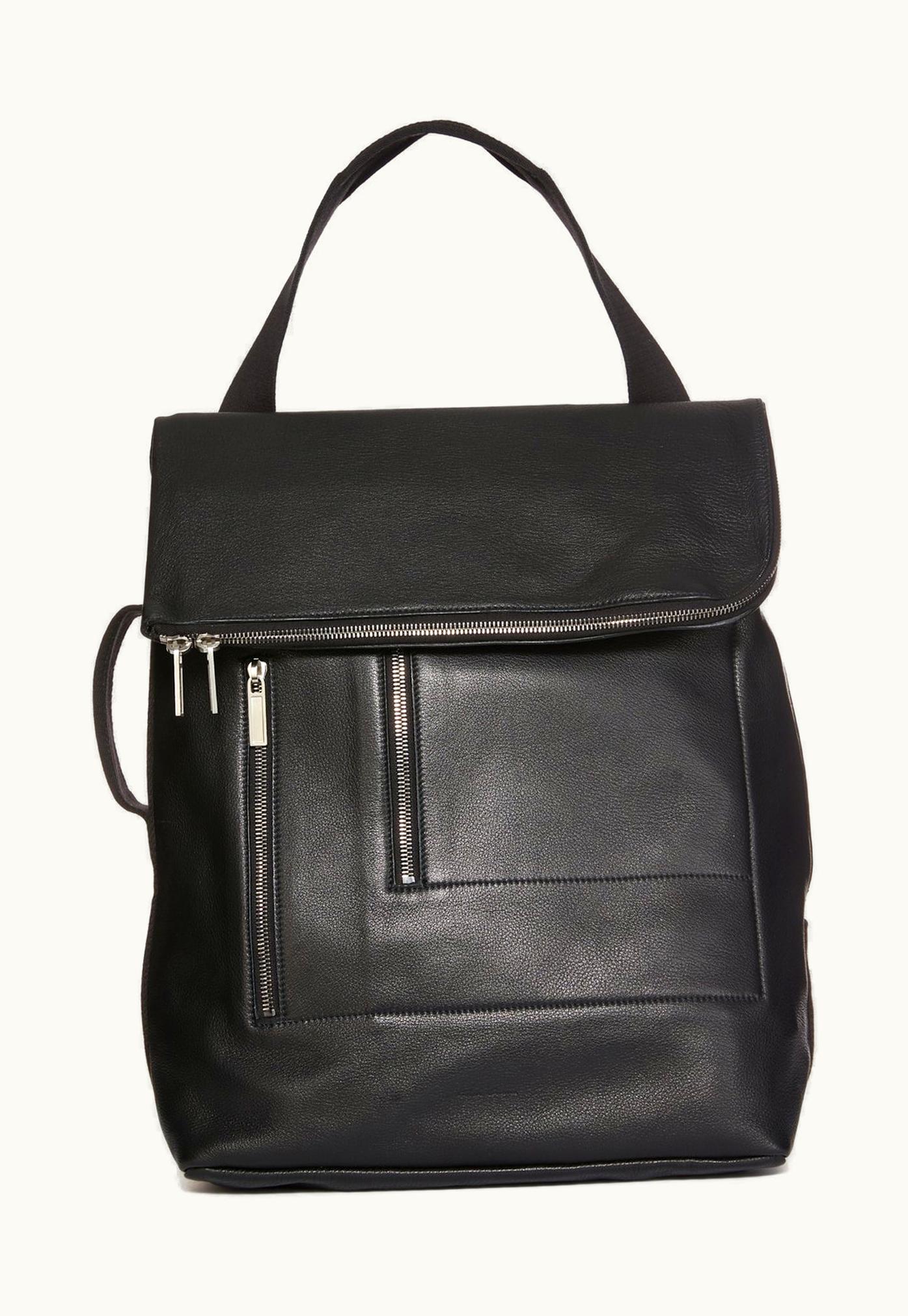 Rick Owens Rick Owens SS24 Lido Cargo Backpack In Black Soft Grain Cow Leather