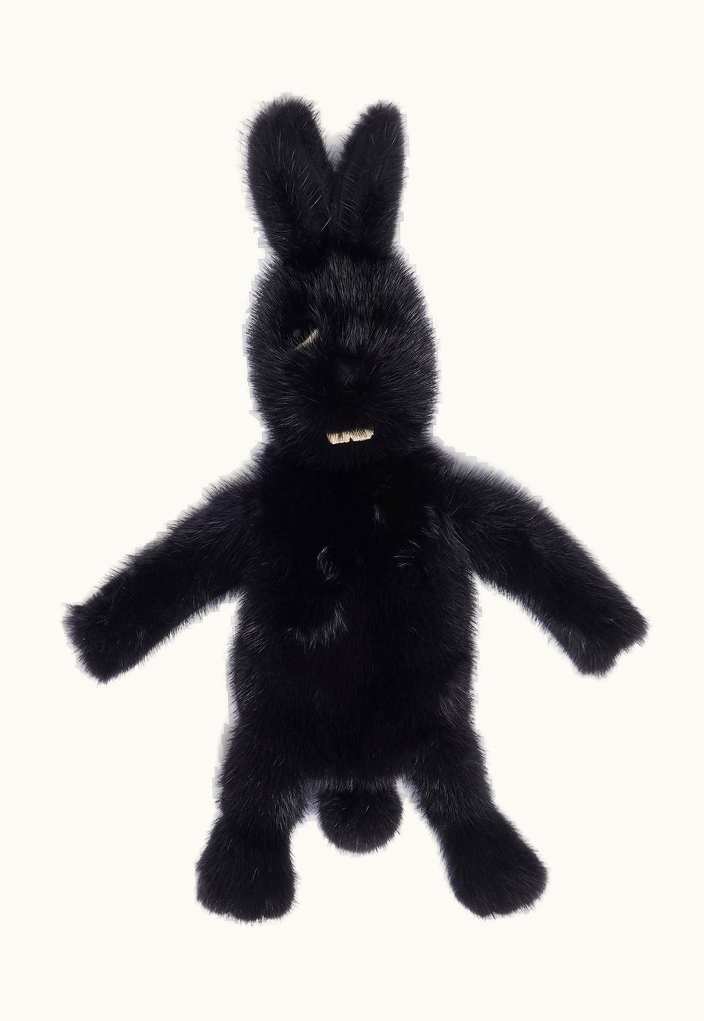 Rick Owens Rick Owens Hun Bunny In Black Features A Long Hair Mink Fur Body, One Eye, One Nose, Two Teeth, Long Ears And A Secret Zipper Pocket On The Back
