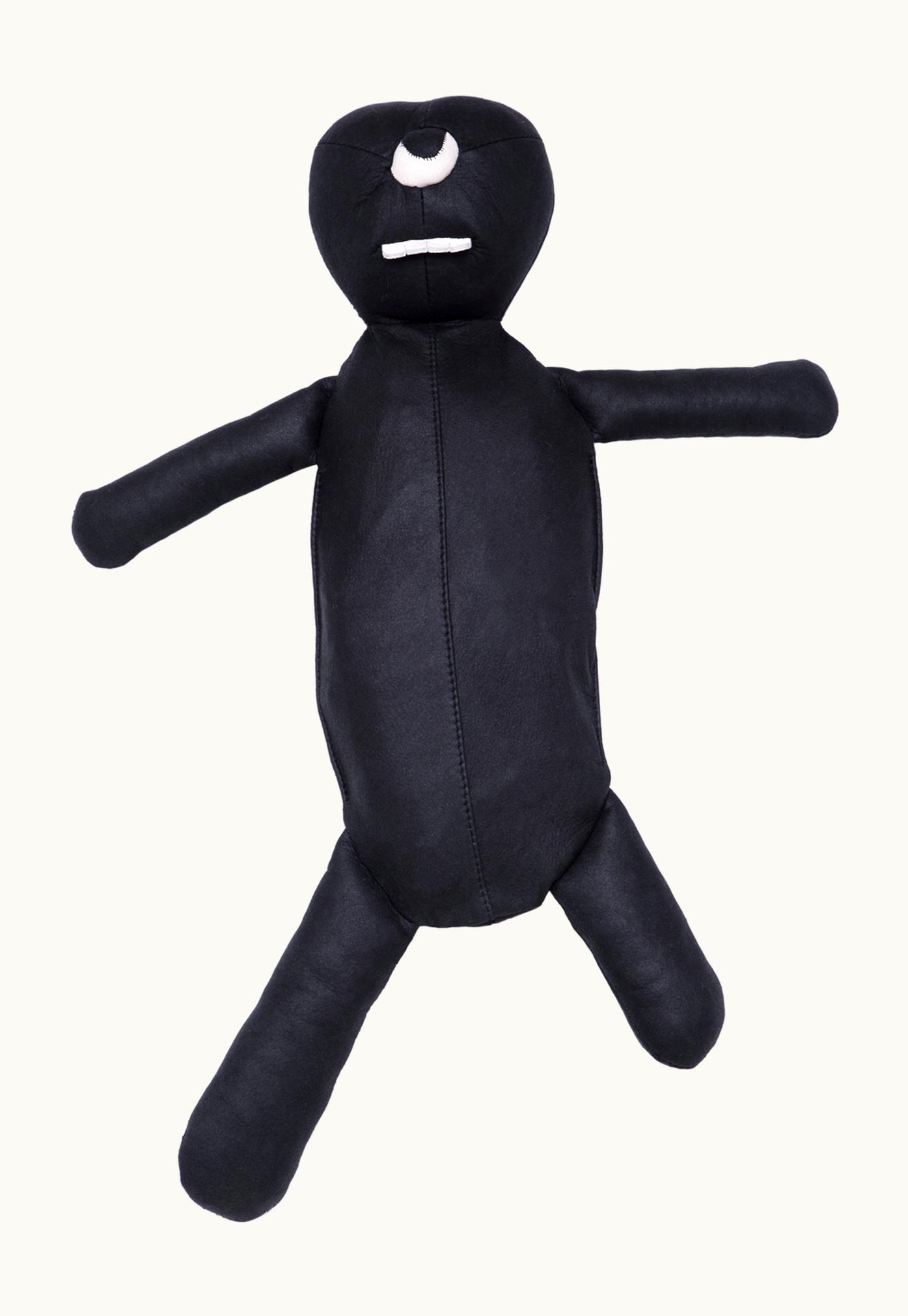 Rick Owens Rick Owens Hun Cyclop In Black Leather Features One Big Eye, White Teeth, Arms And Legs, And One Secret Pocket On The Back That Can Be Used As A Small Pouch
