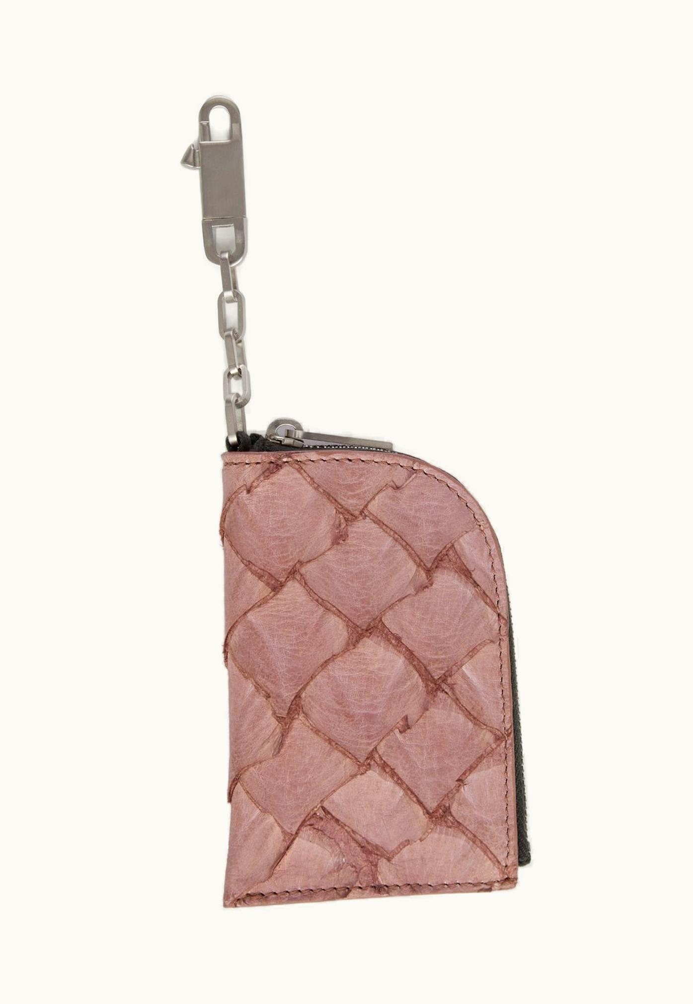 Rick Owens Rick Owens SS24 Lido Hook Wallet In Dusty Pink Waxy Pirarucu