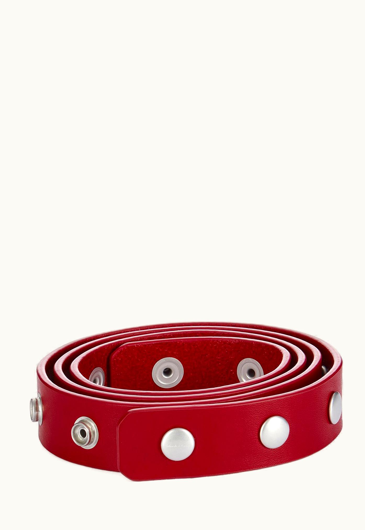 Rick Owens Rick Owens SS24 Lido Snap Belt In Cardinal Red Groppone Cow Leather