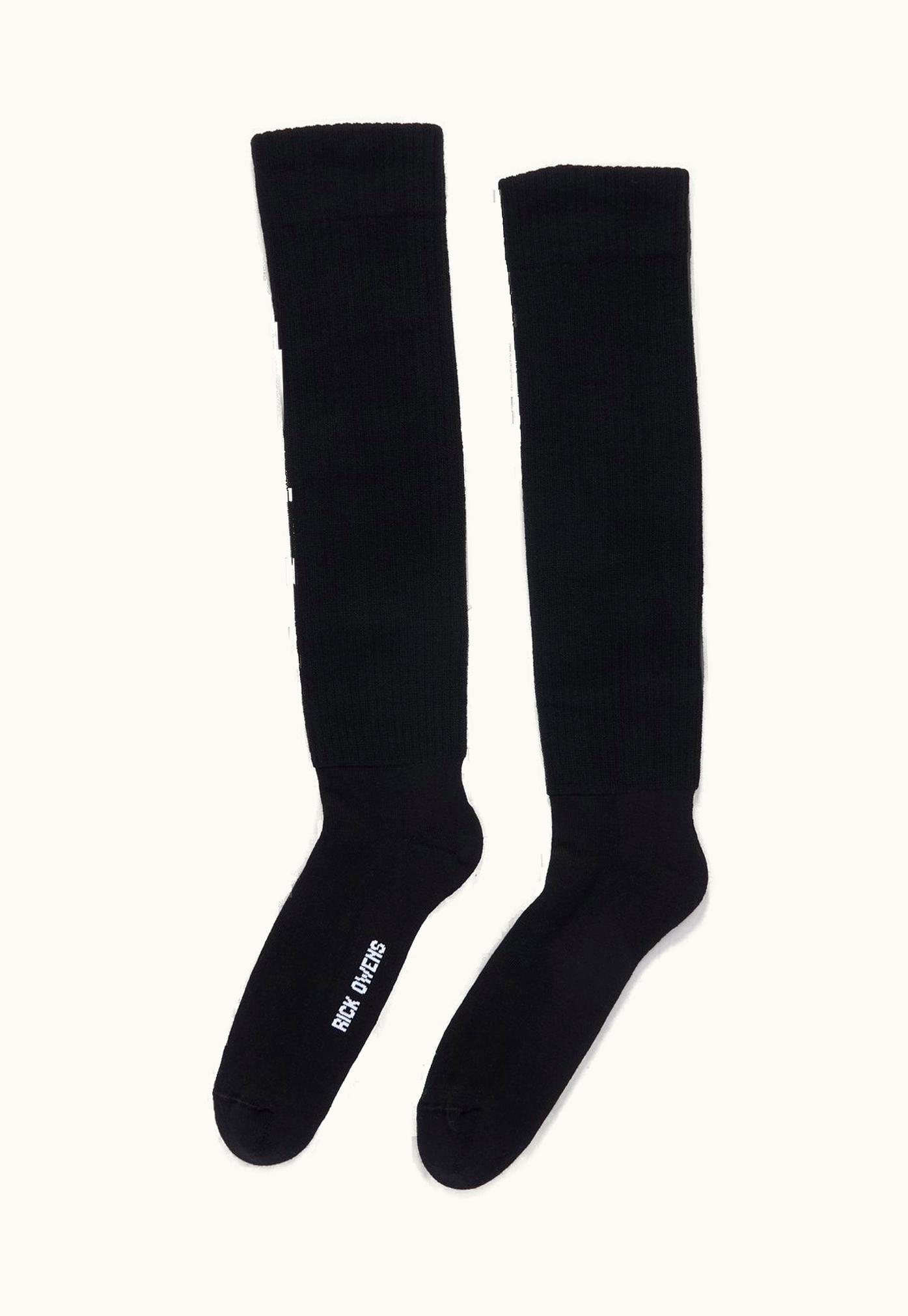 Rick Owens Rick Owens FW23 Luxor Knee High Socks In Black And Milk Cotton Knit