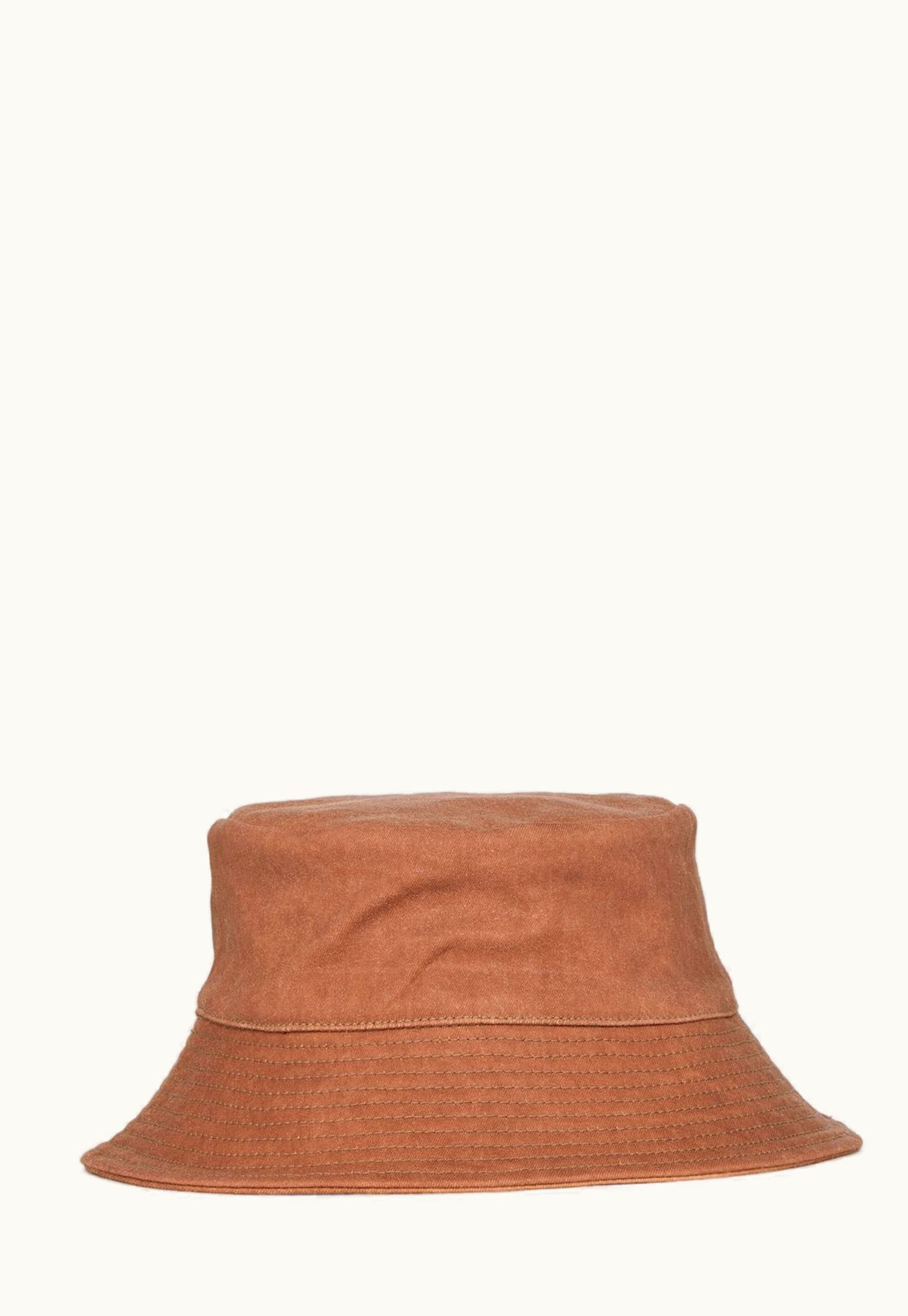 Rick Owens Rick Owens DRKSHDW SS24 Lido Gilligan Hat Narrow Brim In Henna Brown Overdyed Foil Stretch Denim