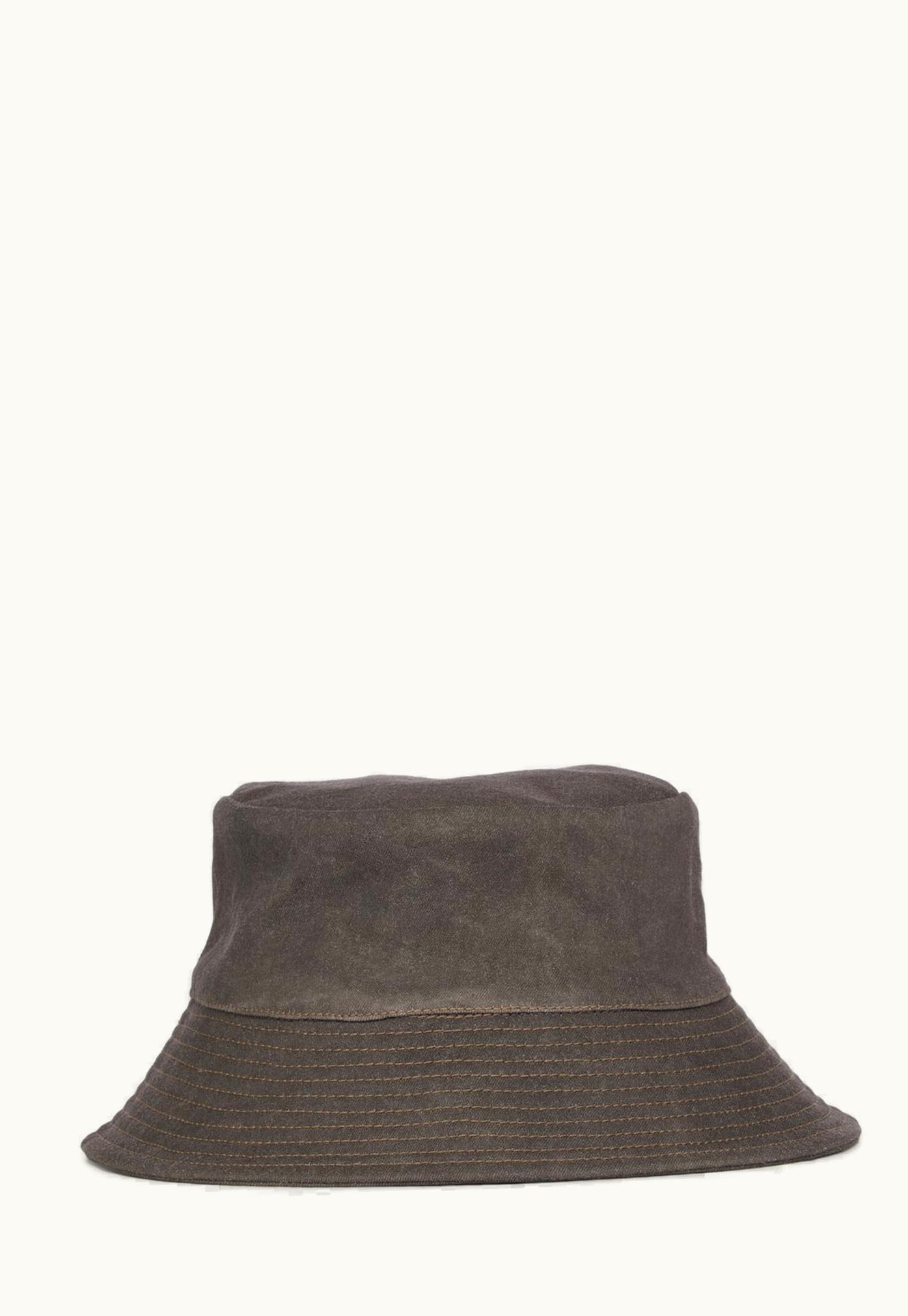 Rick Owens Rick Owens DRKSHDW SS24 Lido Gilligan Hat Narrow Brim In Dark Dust Overdyed Foil Stretch Denim