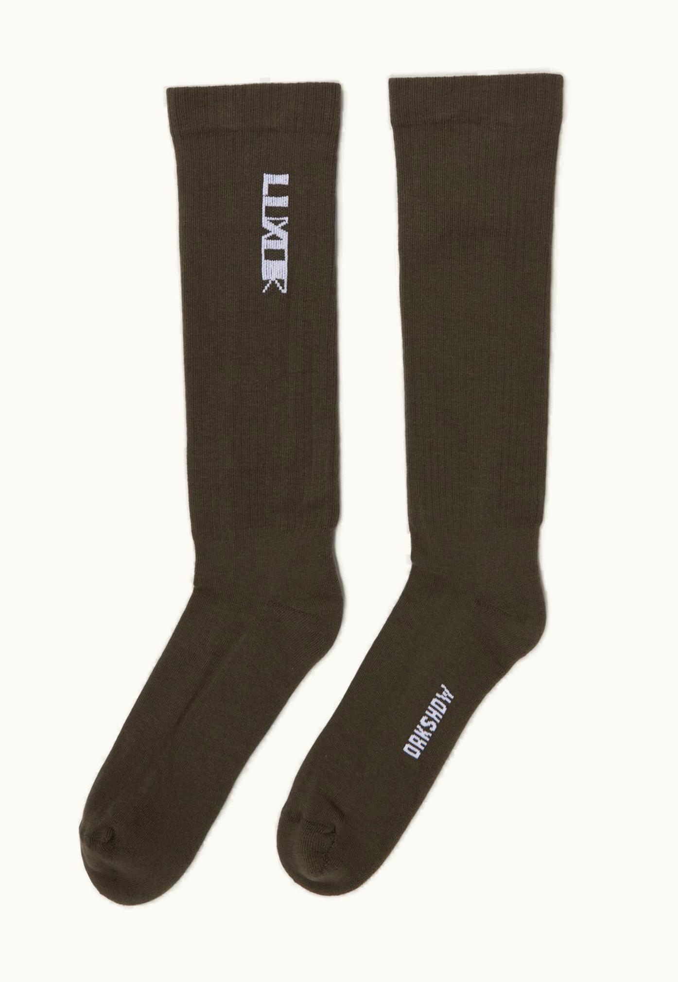 Rick Owens Rick Owens DRKSHDW FW23 Luxor Luxor Socks In Pale Green And Milk Cotton Knit