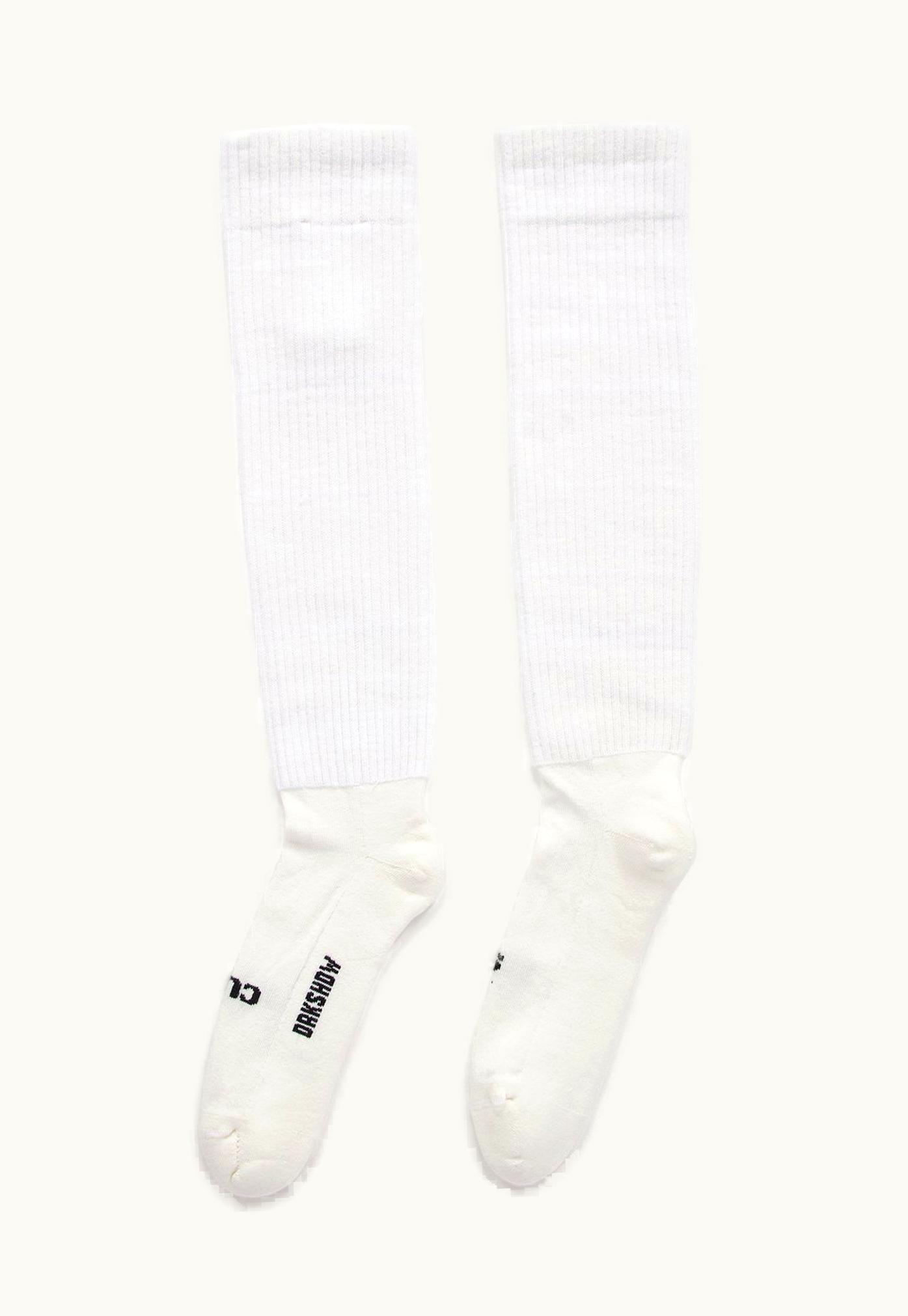 Rick Owens Rick Owens FW23 Luxor High Socks So Cunt In Milk And Black Cotton Knit