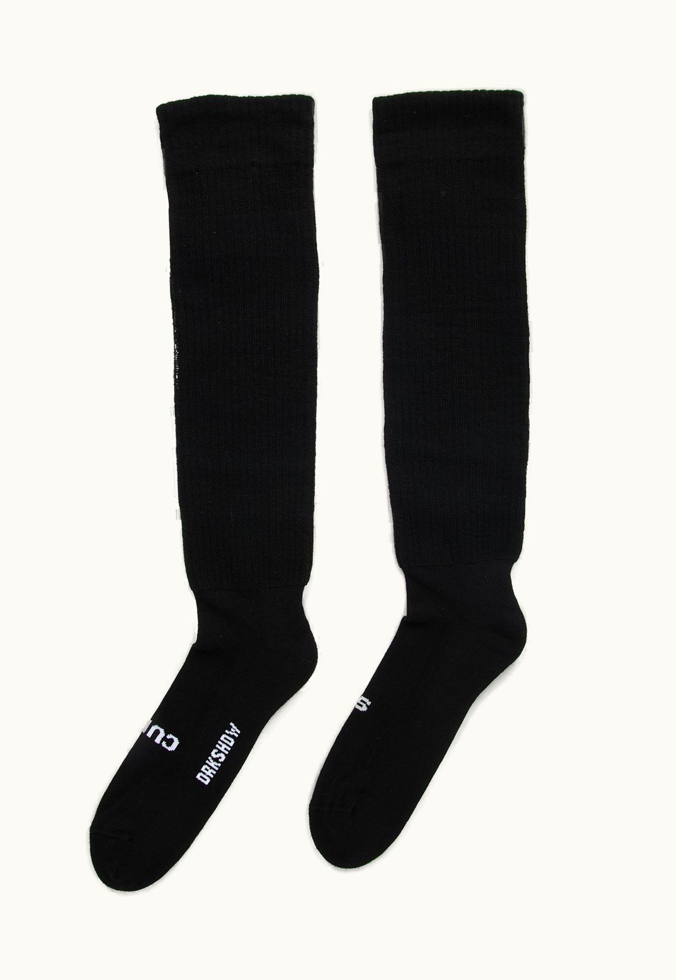 Rick Owens Rick Owens FW23 Luxor High Socks So Cunt In Black And Mlk Cotton Knit