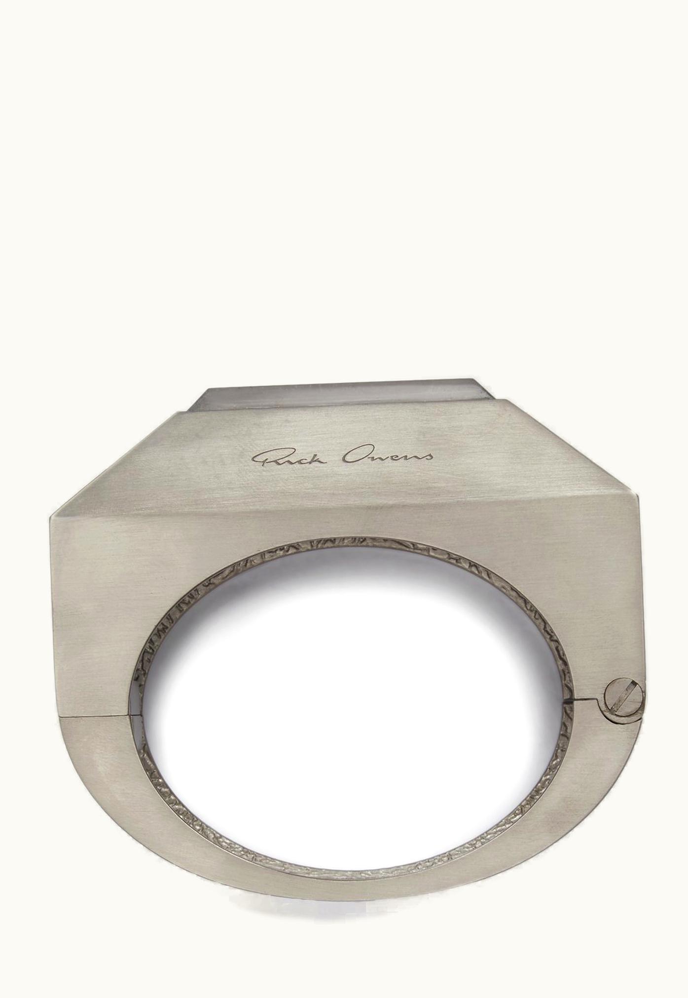 Rick Owens Rick Owens Large Crystal Beveled Bangle In Brass With Palladium Finish
