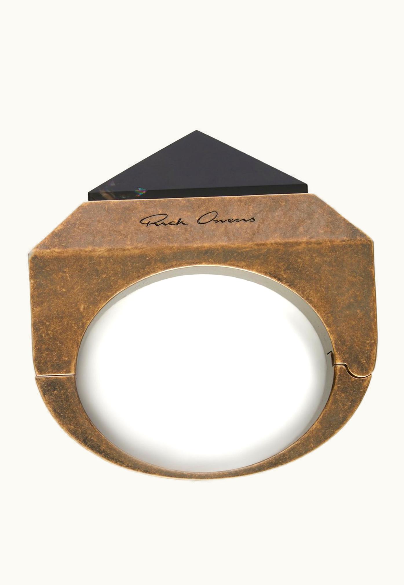 Rick Owens Rick Owens Crystal Pyramid Bangle In Aluminium And Smokey Quartz