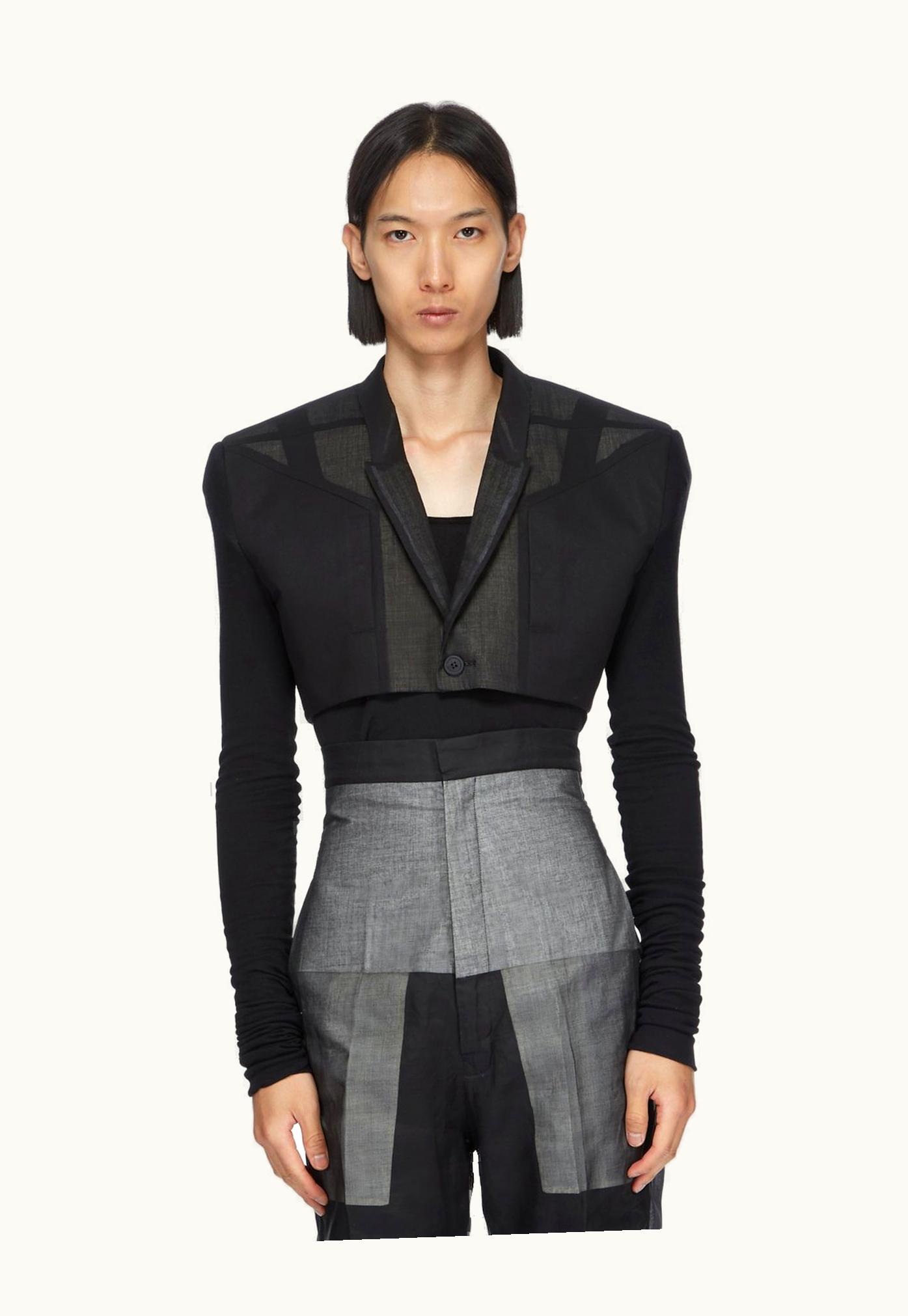 Rick Owens Rick Owens SS24 Lido Runway Cobra Micro Tatlin In Black Cotton Gauze And Mini Rib Jersey