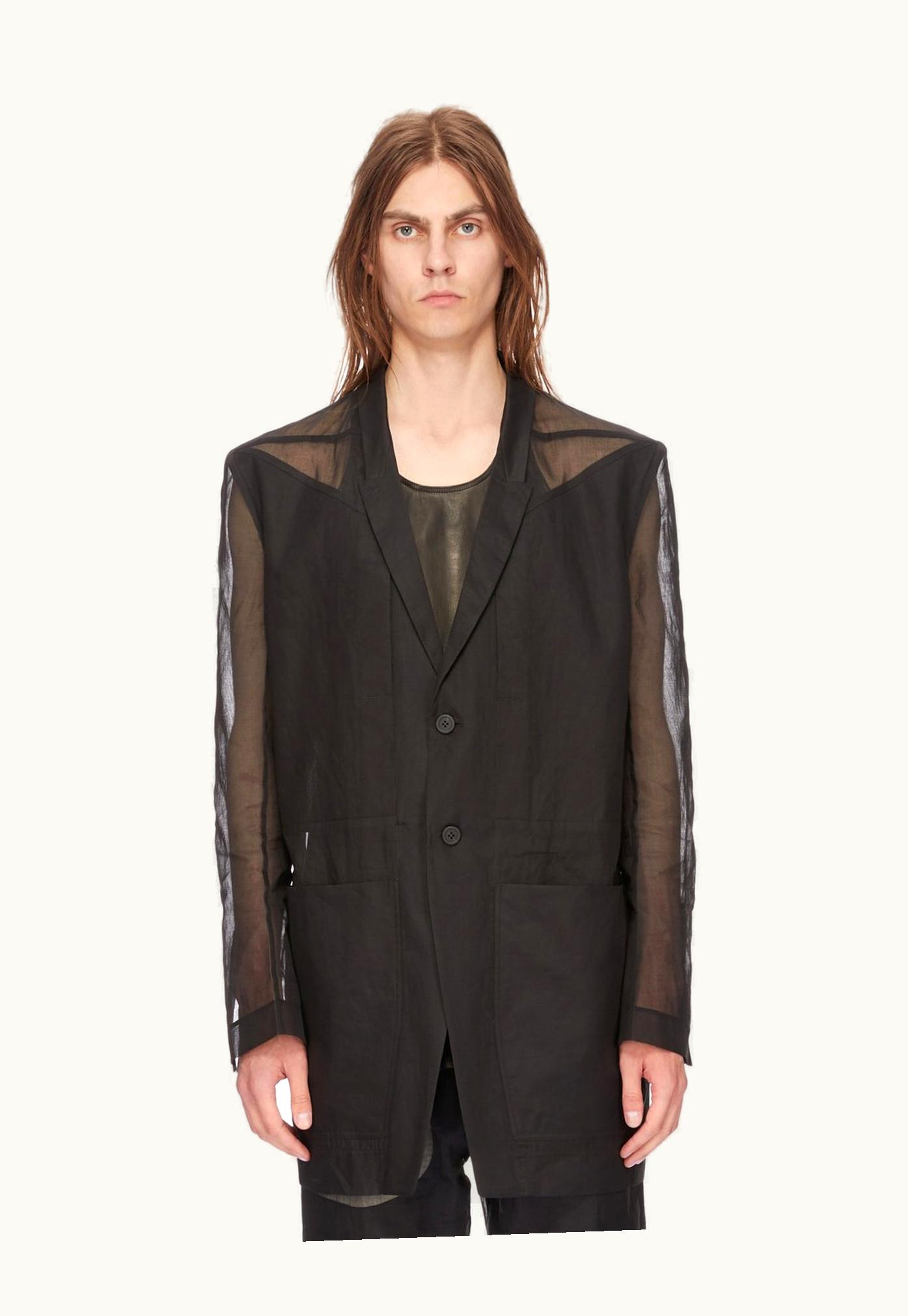 Rick Owens Rick Owens SS24 Lido Lido Jkt In Black Cotton Organdy