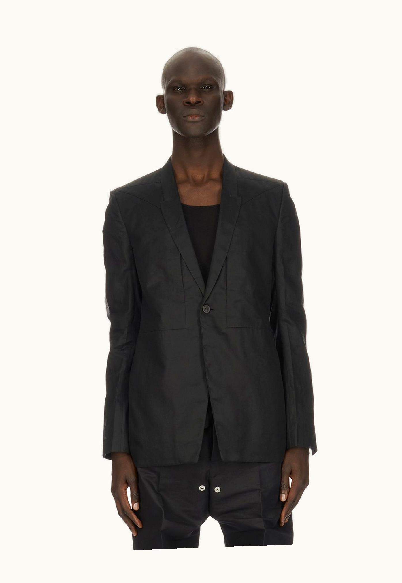 Rick Owens Rick Owens SS24 Lido Fogpocket Soft Soft Blazer In Black Cotton Organdy