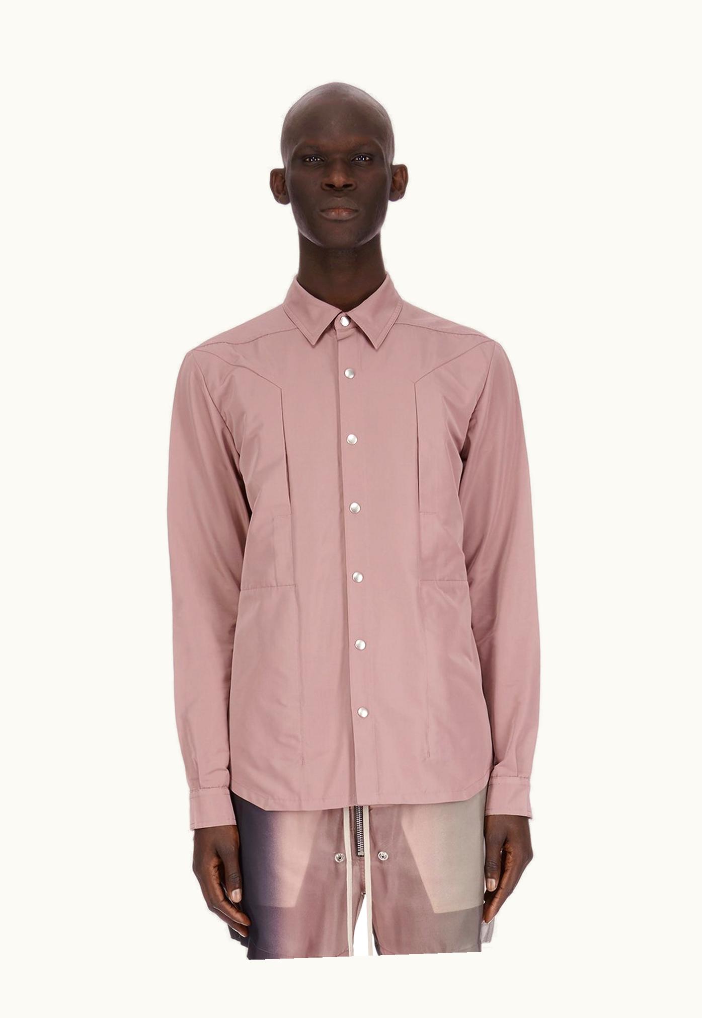 Rick Owens Rick Owens SS24 Lido Fogpocket Outershirt In Dusty Pink Kinetix Faille