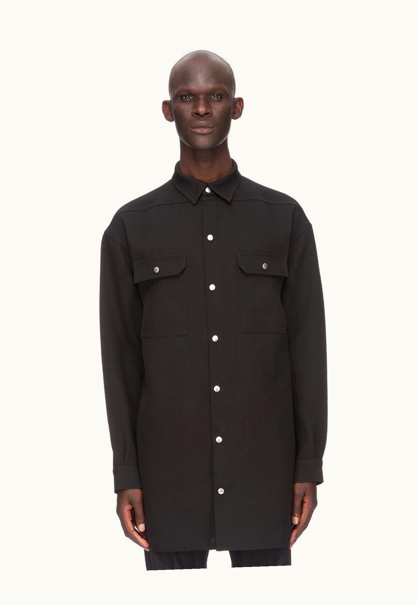 Rick Owens Rick Owens SS24 Lido Oversized Outershirt In Black Silk Wool