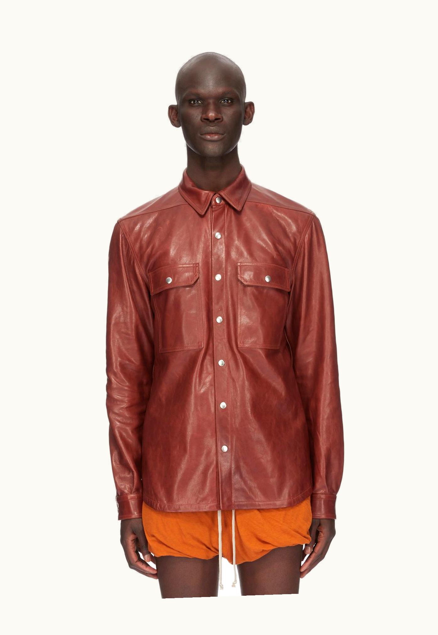 Rick Owens Rick Owens SS24 Lido Outershirt In Henna Veg Nappa Lamb