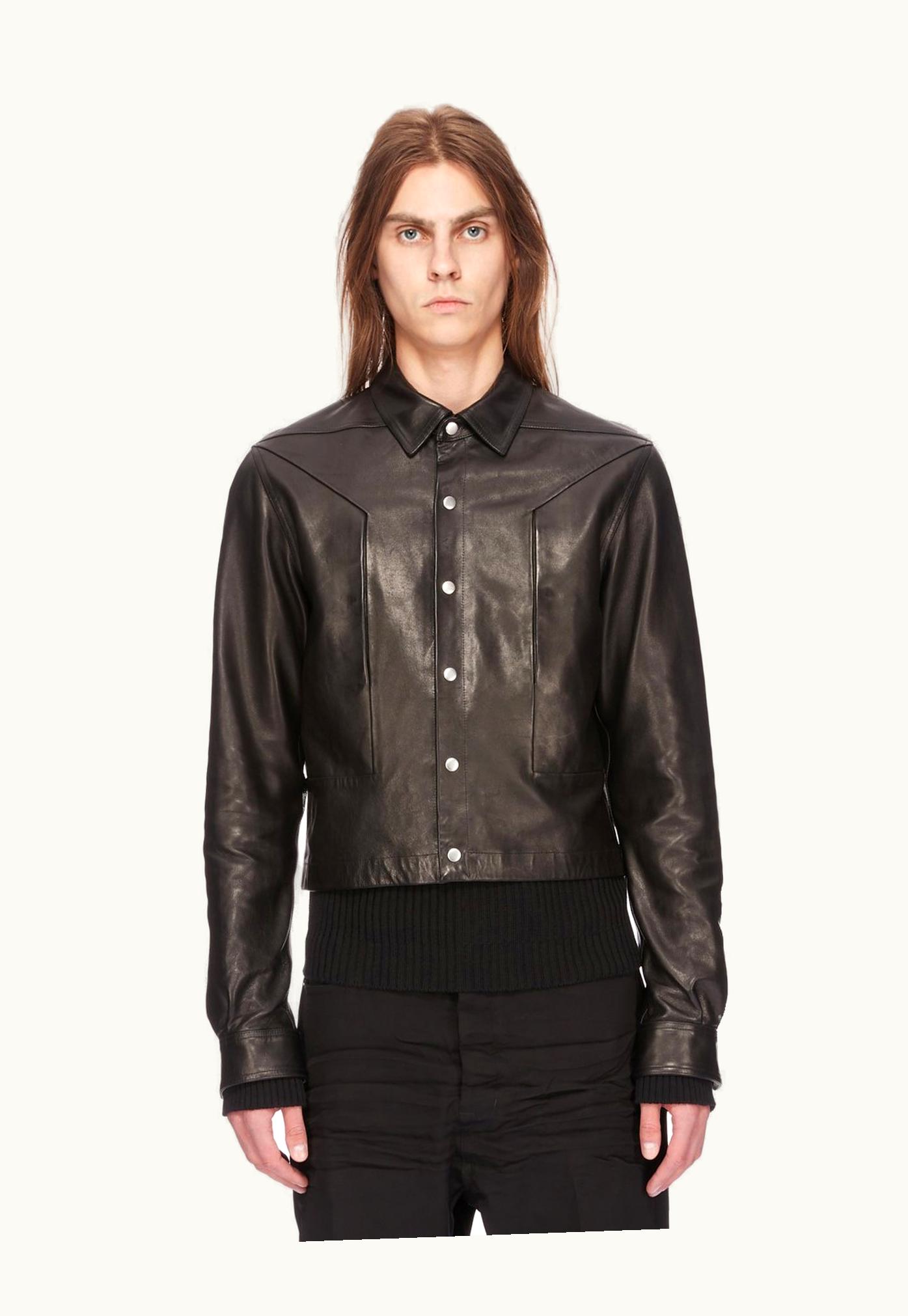 Rick Owens Rick Owens SS24 Lido Alice Strobe Shirt In Black Veg Nappa Lamb