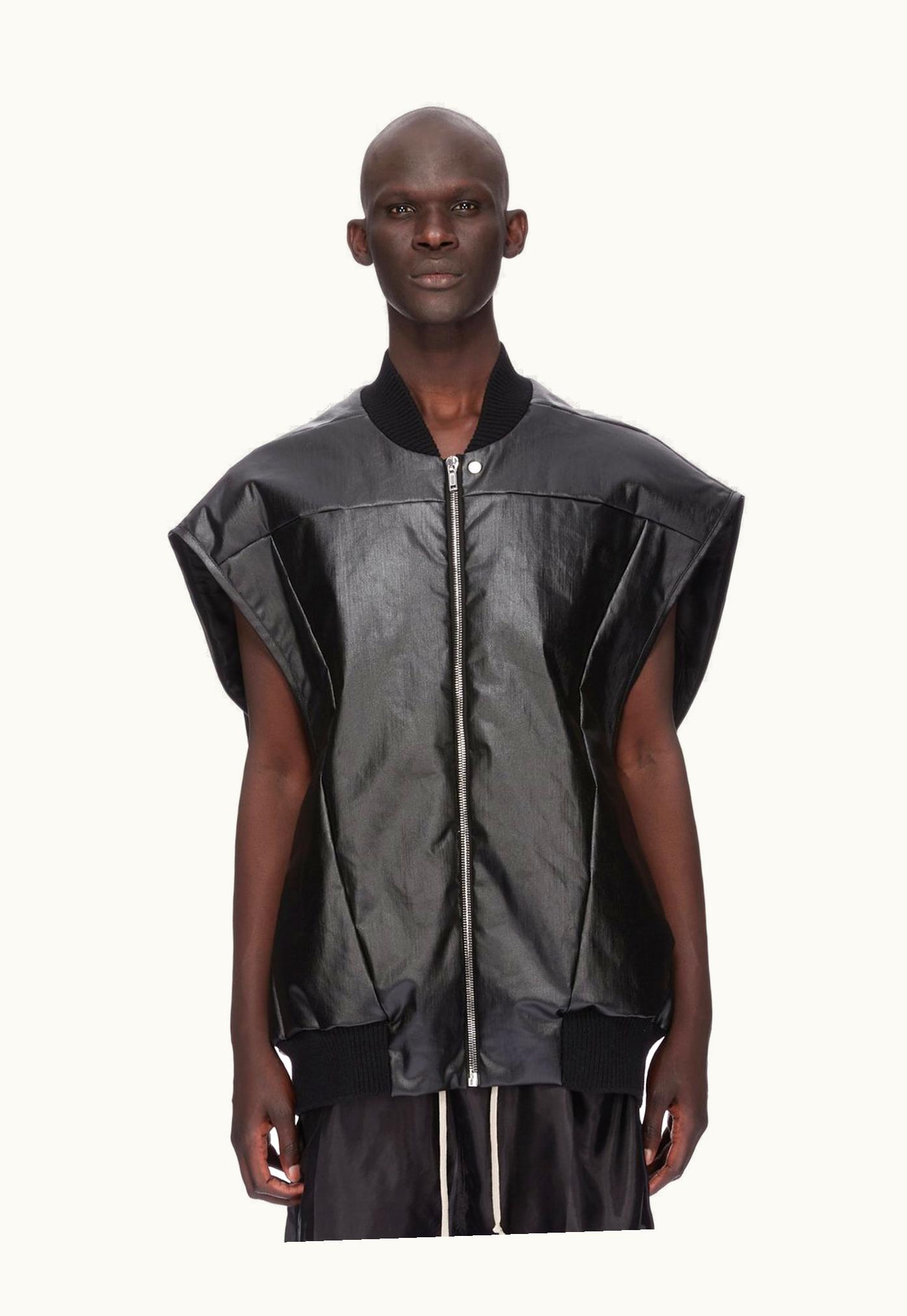 Rick Owens Rick Owens SS24 Lido Jumbo Flight Vest In Black Coated Stretch Denim