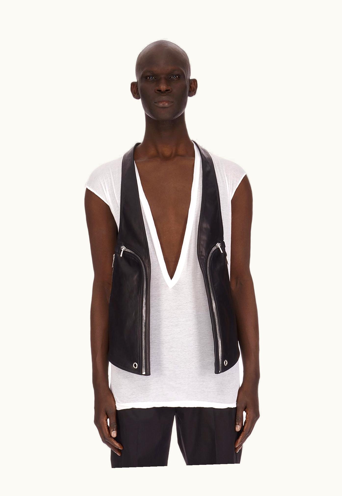 Rick Owens Rick Owens SS24 Lido Bauhaus Vest In Black Sugar Calf Leather