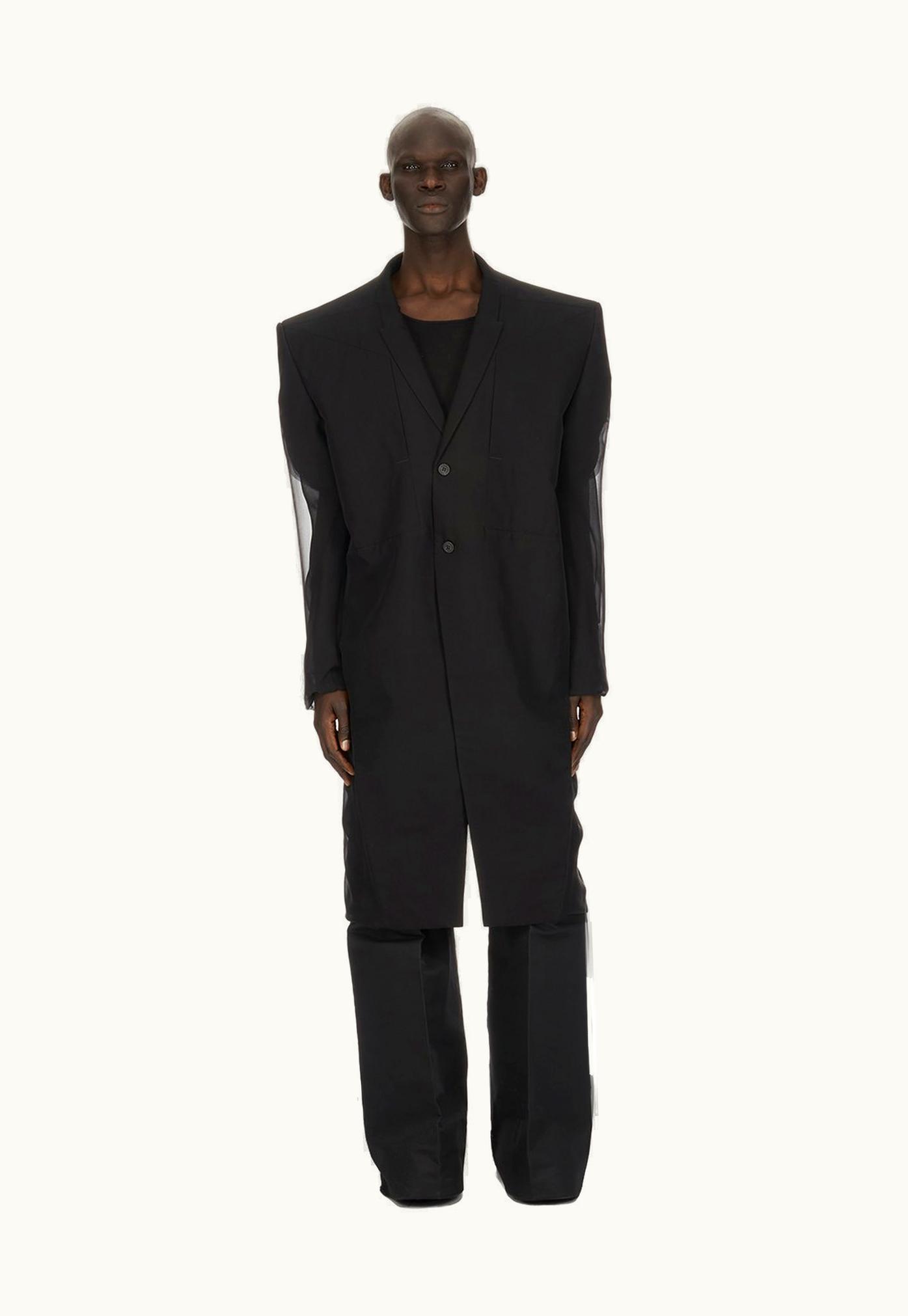 Rick Owens Rick Owens SS24 Lido Fogtatlin Coat In Black Silk Chiffon