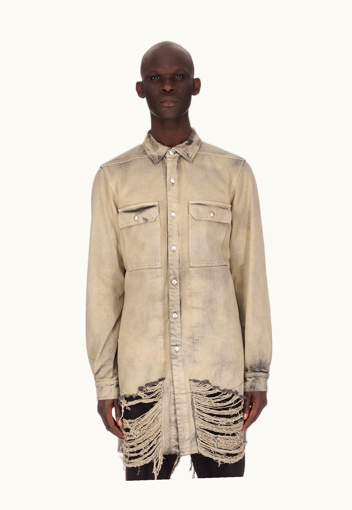 Rick Owens Rick Owens FW23 Luxor Outershirt In 13oz Mineral Pearl Denim
