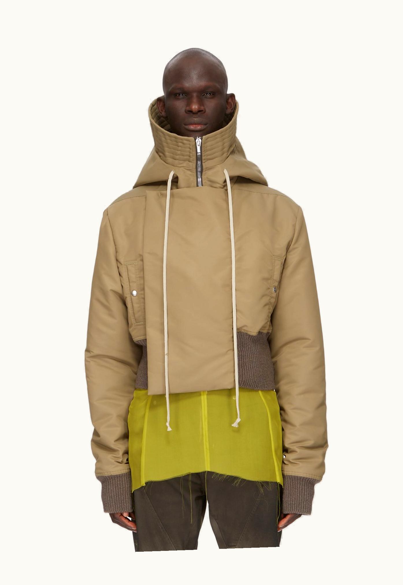 Rick Owens Rick Owens FW23 Luxor Runway Cropped Alice Parka In Pale Green, Dust And Black Recycled Bomber