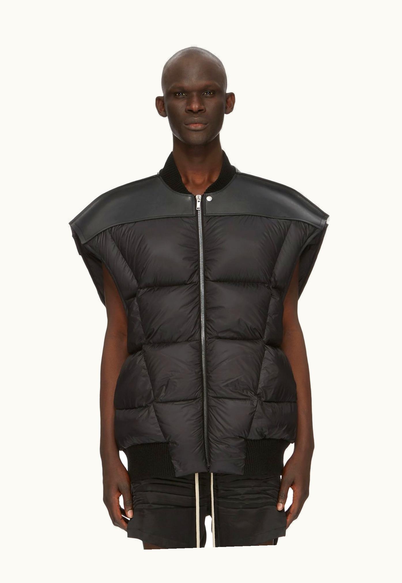 Rick Owens Rick Owens FW23 Luxor Runway Jumbo Flight Vest In Black Groppone Cow Leather And Recycled Nylon