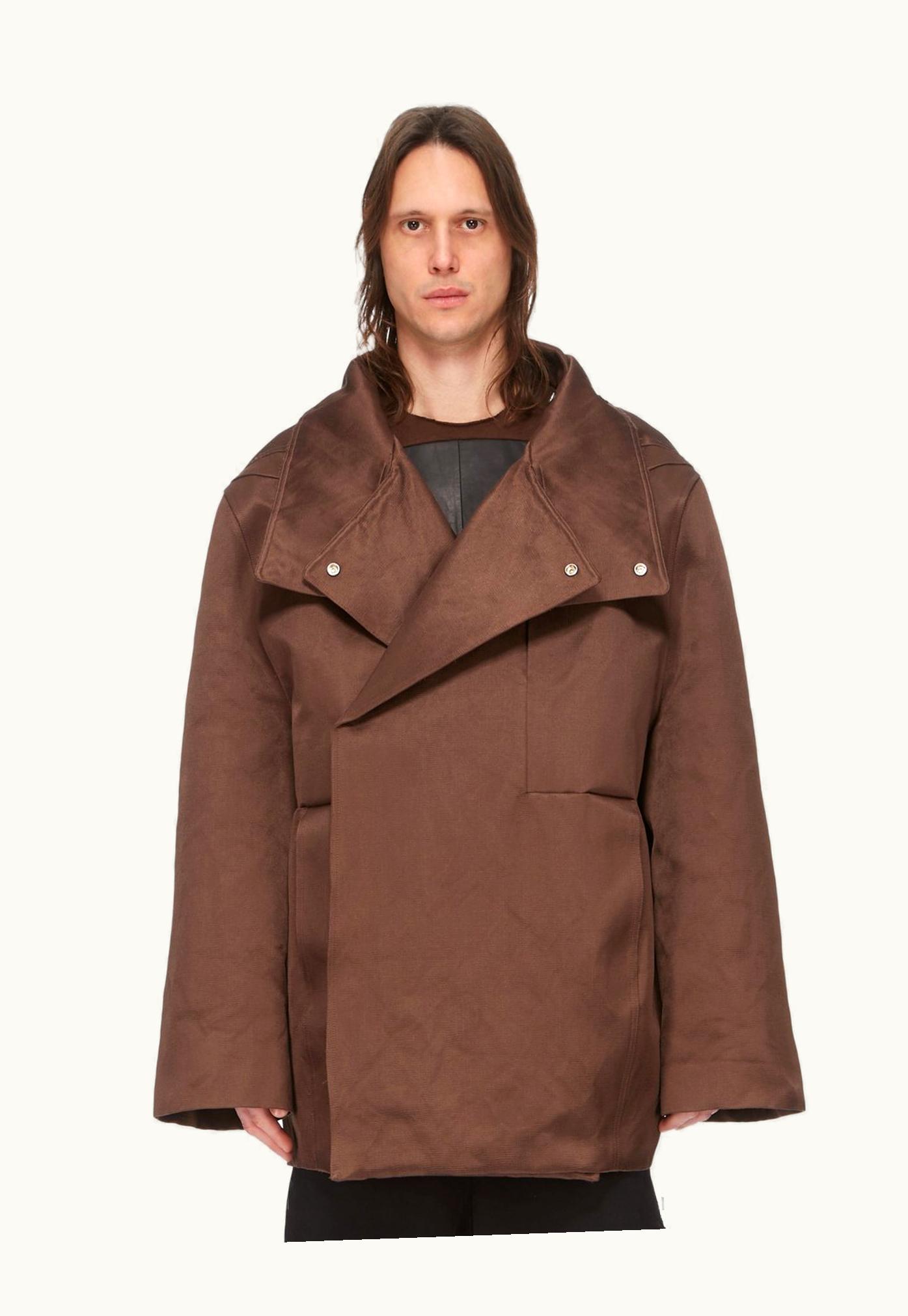 Rick Owens Rick Owens FW23 Luxor Runway Luxor Caban In Brown Cotton Silk Duchesse