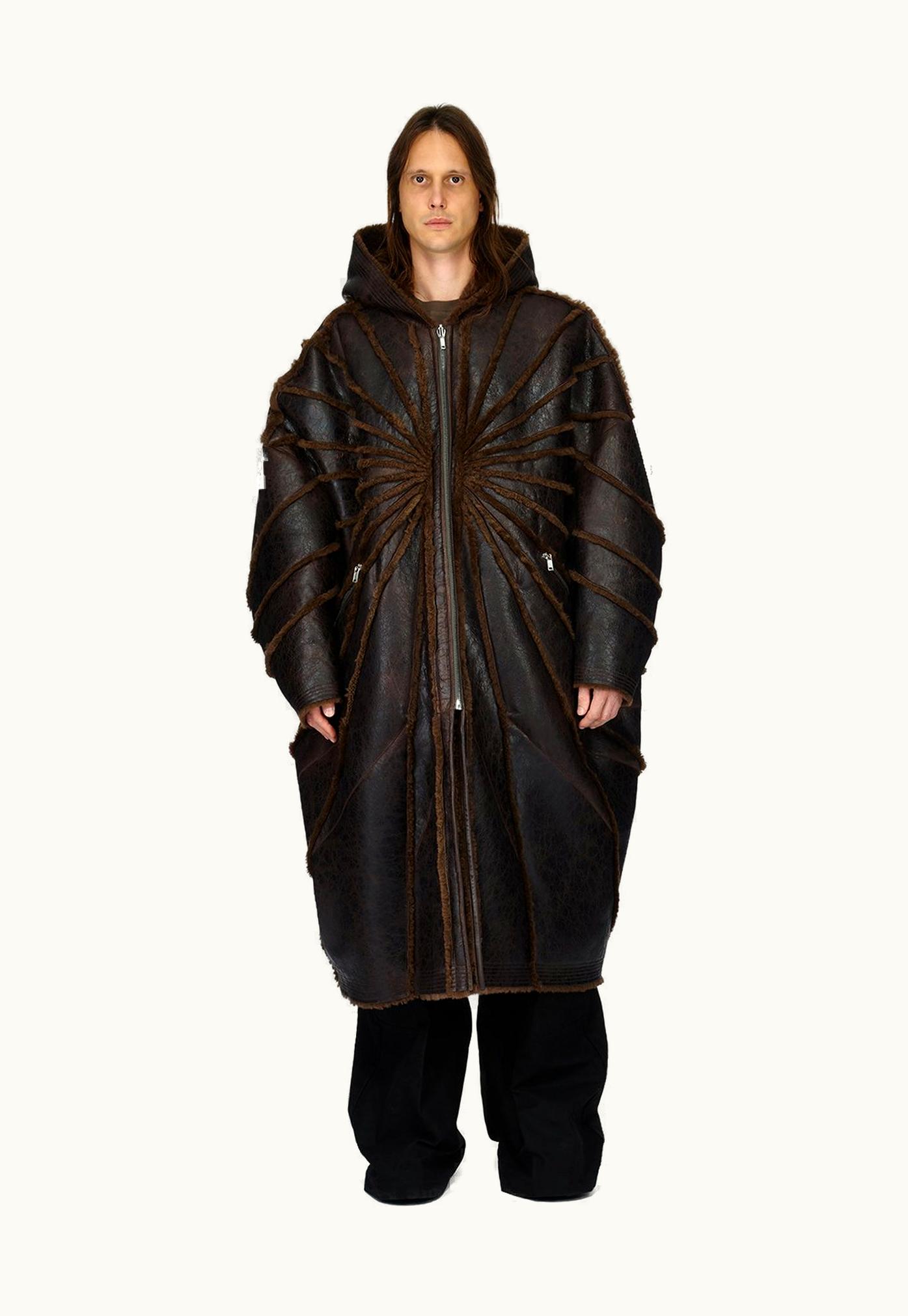 Rick Owens Rick Owens FW23 Luxor Runway Jumbo Peter Pea In Brown Butter Lamb Shearling Radiance