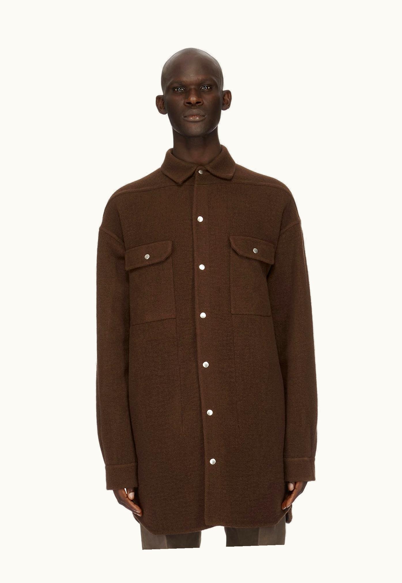Rick Owens Rick Owens FW23 Luxor Oversized Outershirt In Brown Double Cashmere