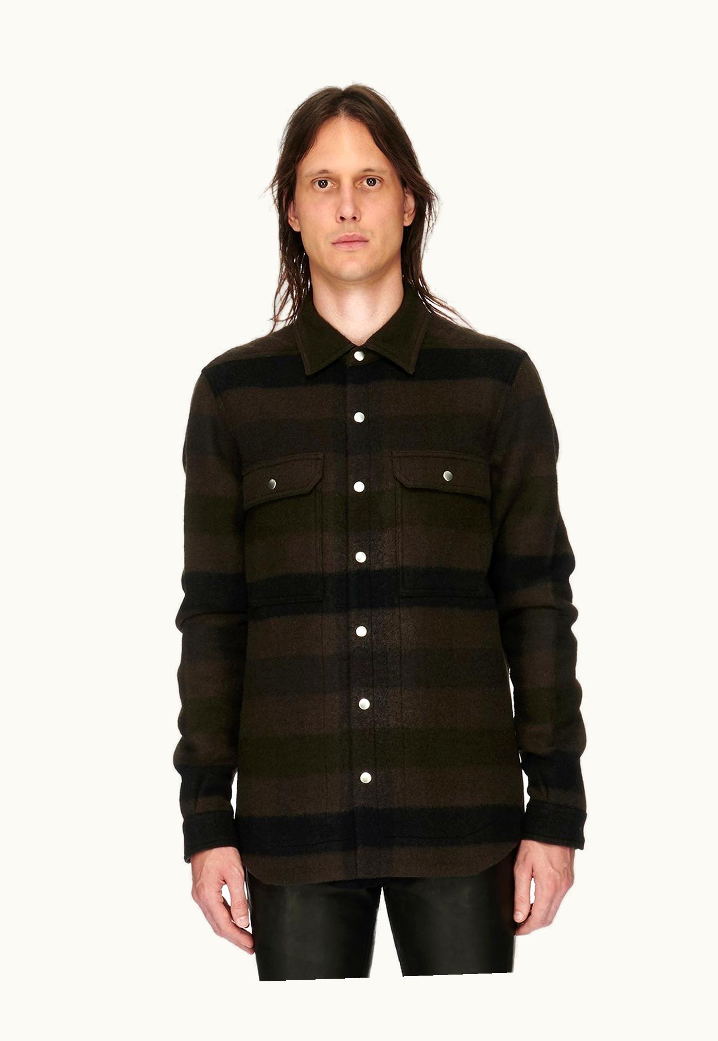 Rick Owens Rick Owens FW23 Luxor Outershirt In Boiled Wool Plaid