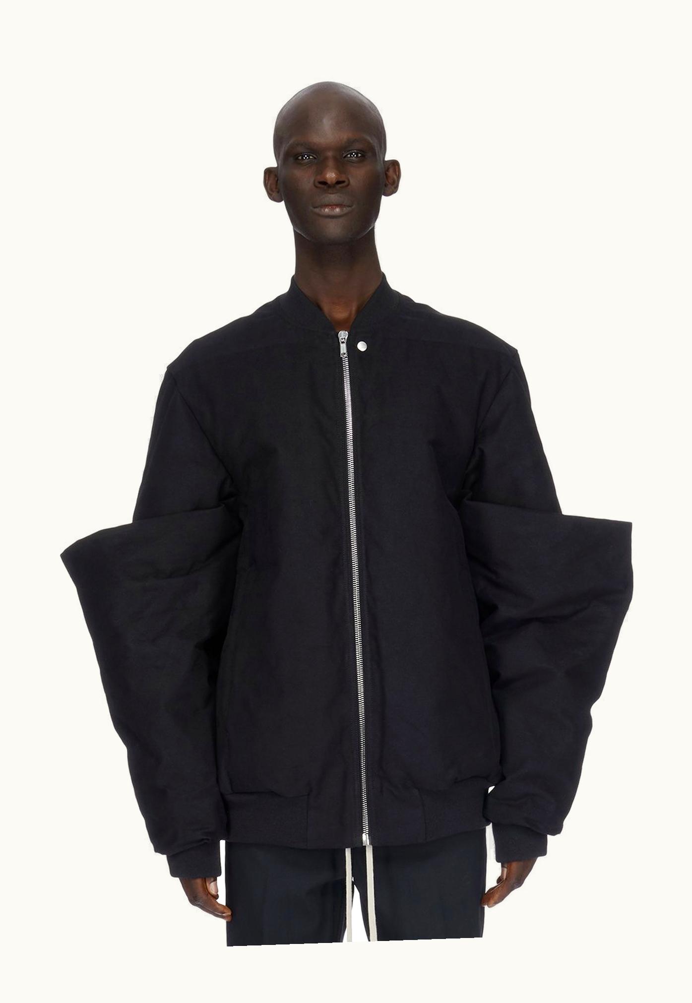 Rick Owens Rick Owens FW23 Luxor Easy Gauntlet Bomber In Black Heavy Moleskin