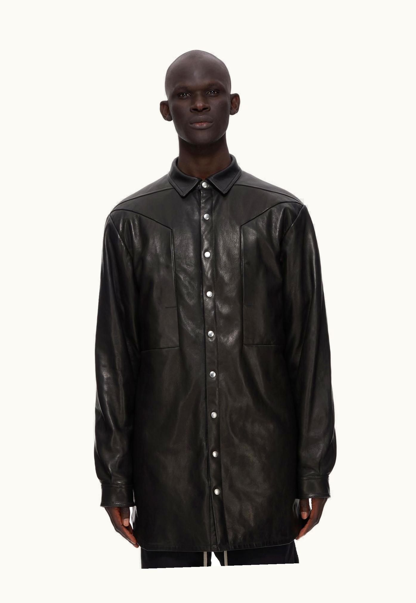 Rick Owens Rick Owens FW23 Luxor Jumbo Fogpocket Outershirt In Black Veg Nappa Lamb