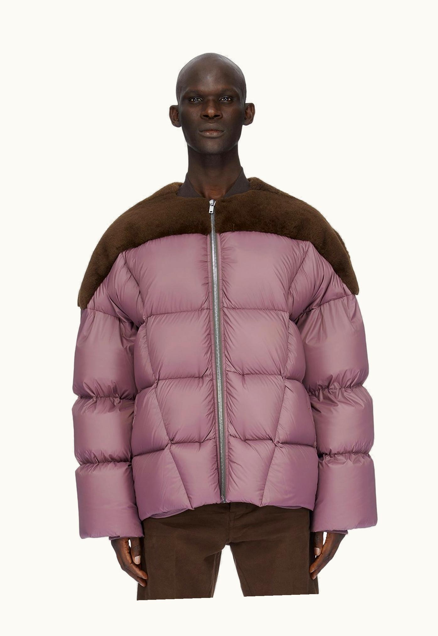 Rick Owens Rick Owens FW23 Luxor Flight Jacket in Brown and Amethyst Butter Lamb Shearling and Recycled Nylon