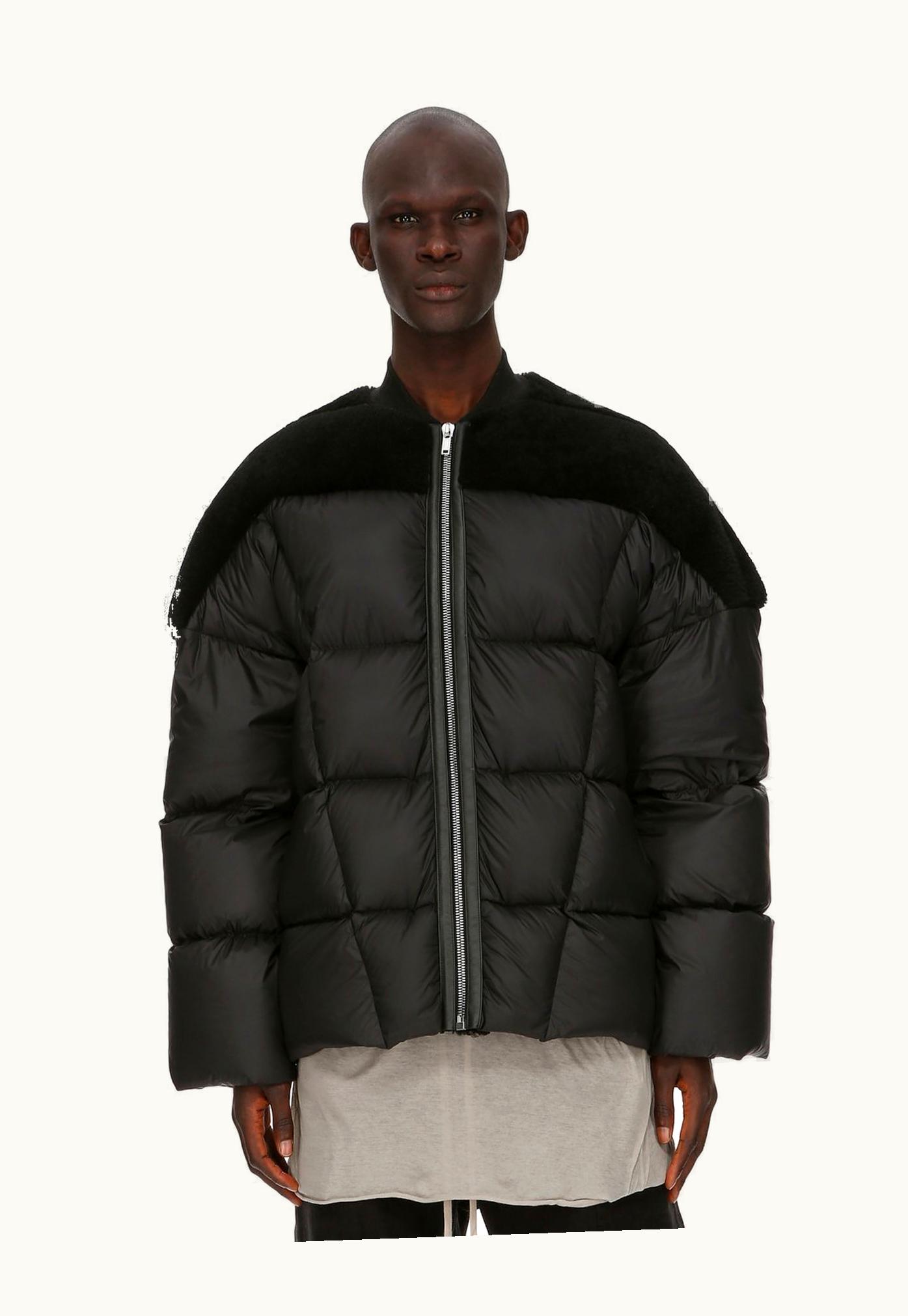 Rick Owens Rick Owens FW23 Luxor Flight Jacket in Black Butter Lamb Shearling and Recycled Nylon