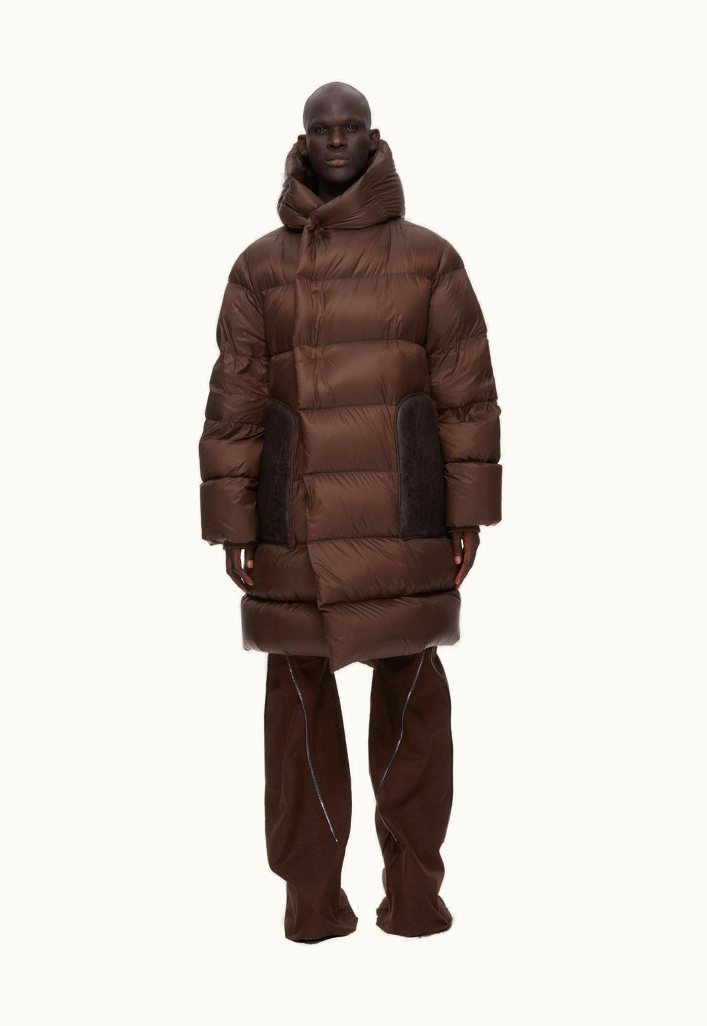 Rick Owens Rick Owens FW23 Luxor Ls Hooded Liner In Brown Recycled Nylon And Butter Lamb Shearling